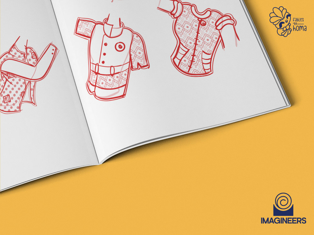 Epiphany Madhubani experimental illustrations: #11 Sketchbook page of hand and costume studies 9