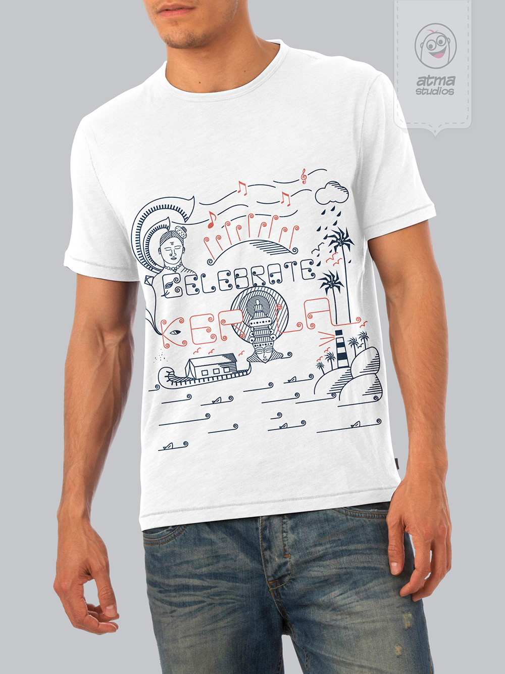 Kerala T-shirt designs 2013: man wearing the white Celebrate Kerala T-shirt