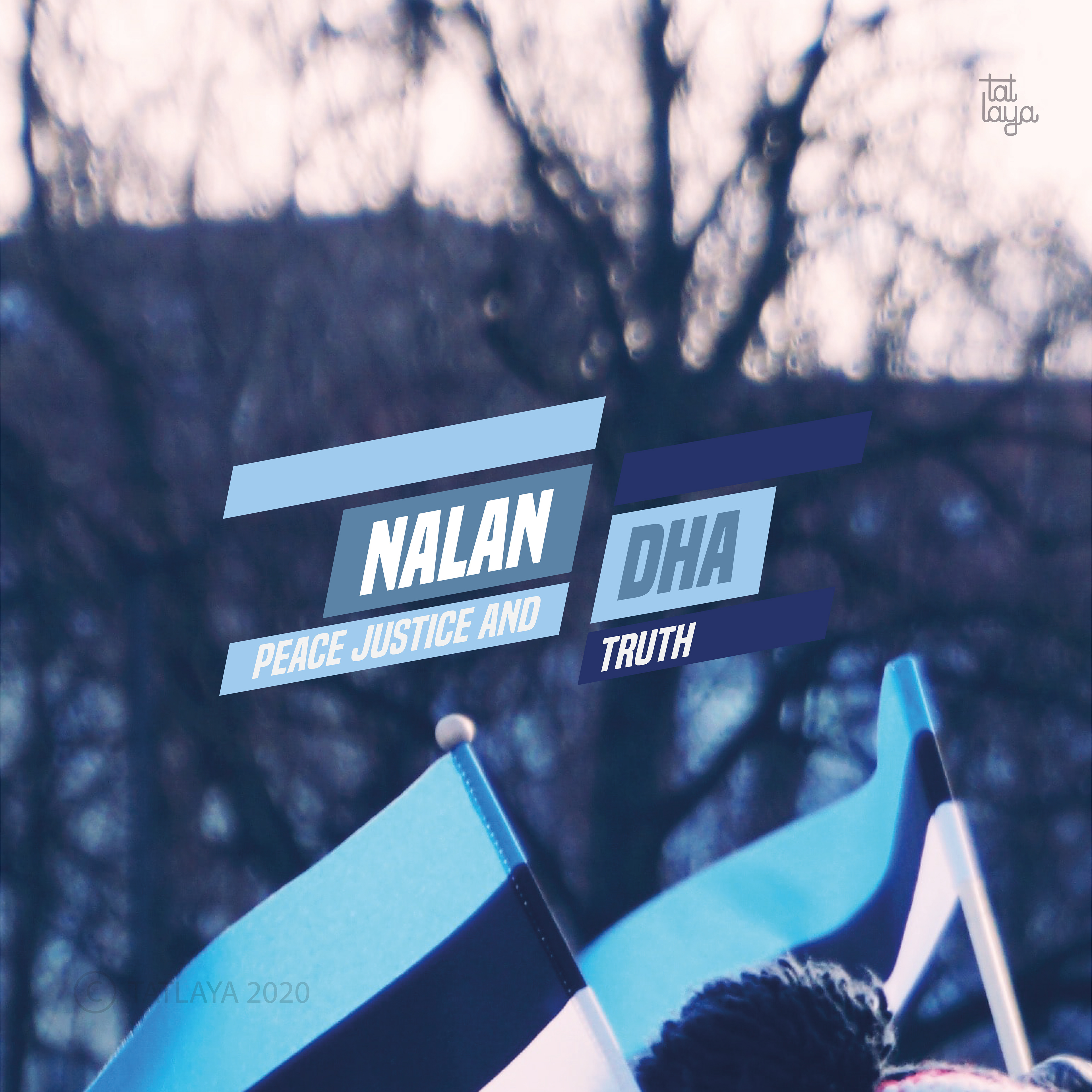 Top logo designs 2020 by Atma Studios: Nalandha logo on a flag against trees