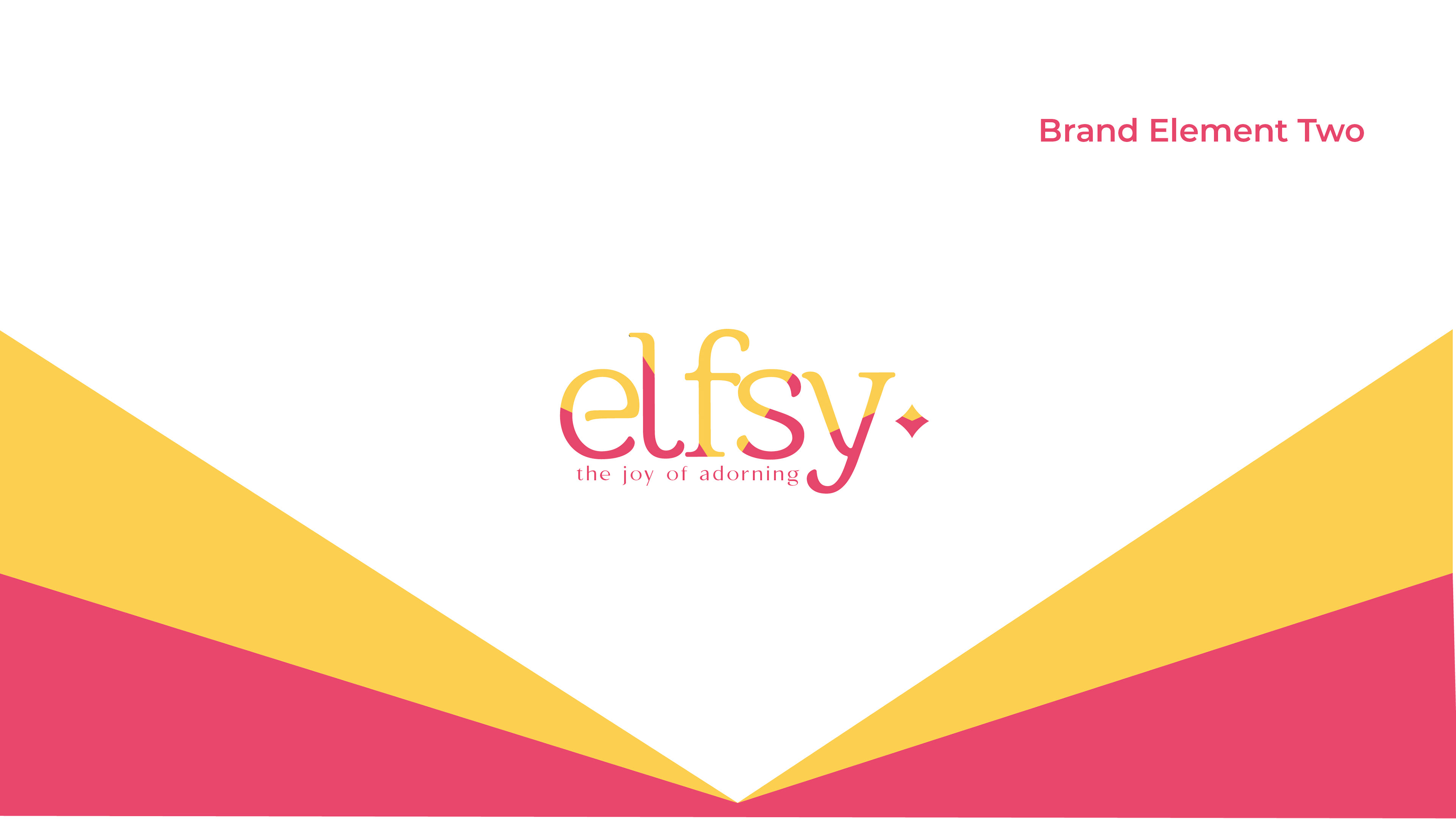 Elfsy girls clothing brand: brand element two, yellow and pink angled bands