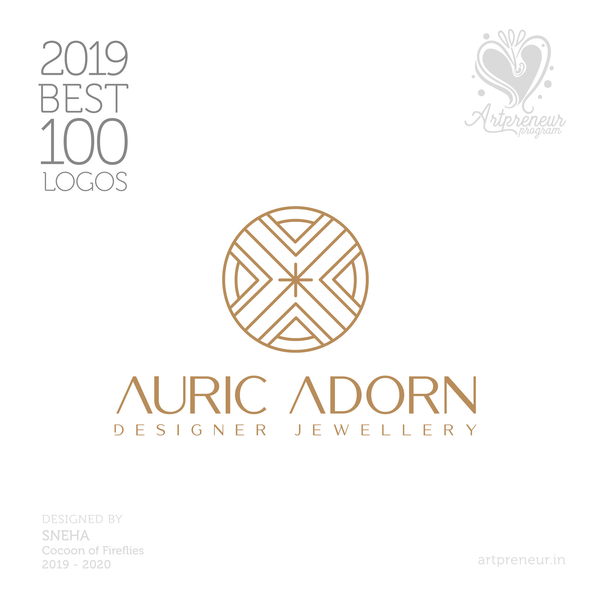 100 best logos of Atma Studios 2019: Auric Adorn designer jewellery logo