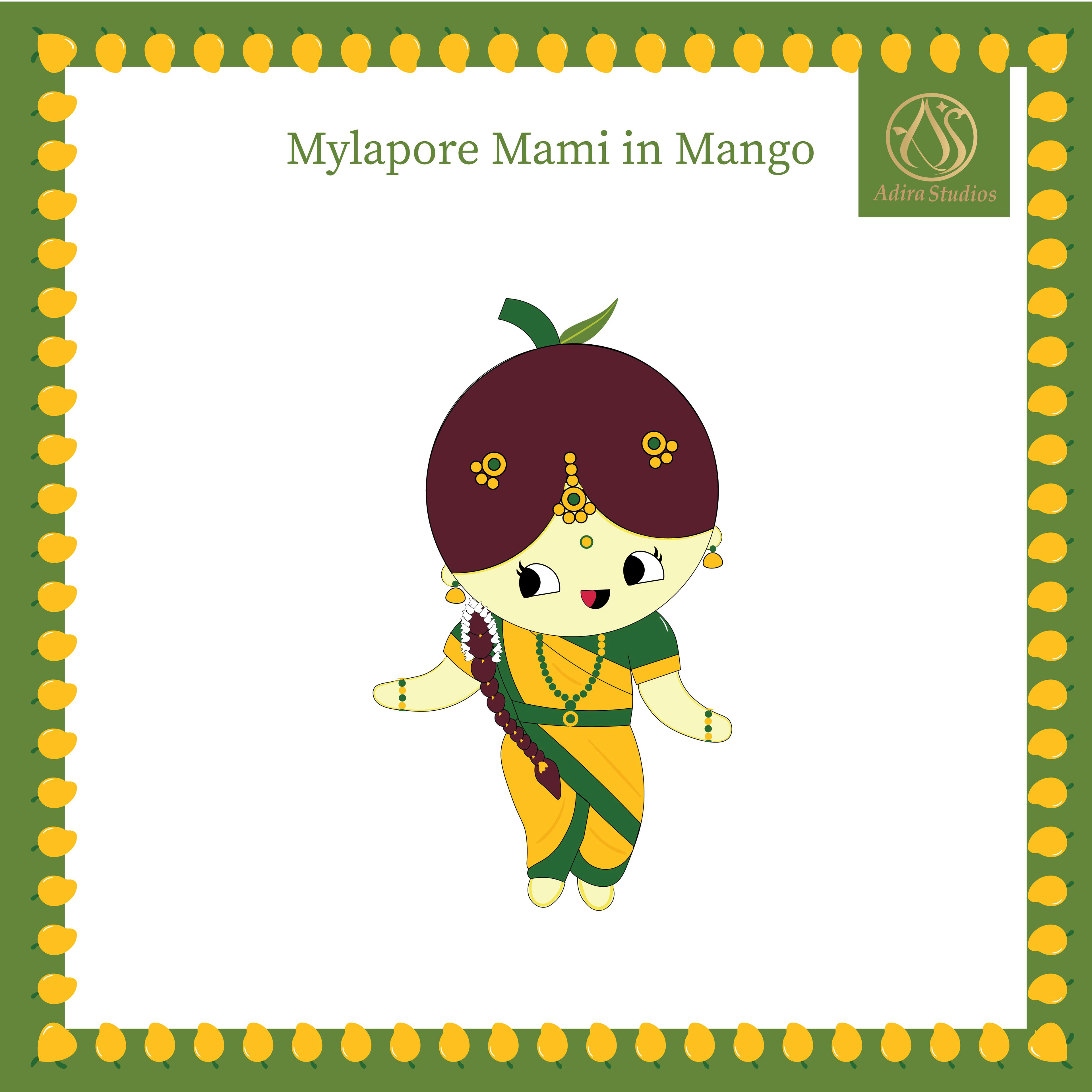Creative Creatures, Tamil character illustrations: Creative Creatures character: Mylapore Mami in Mango