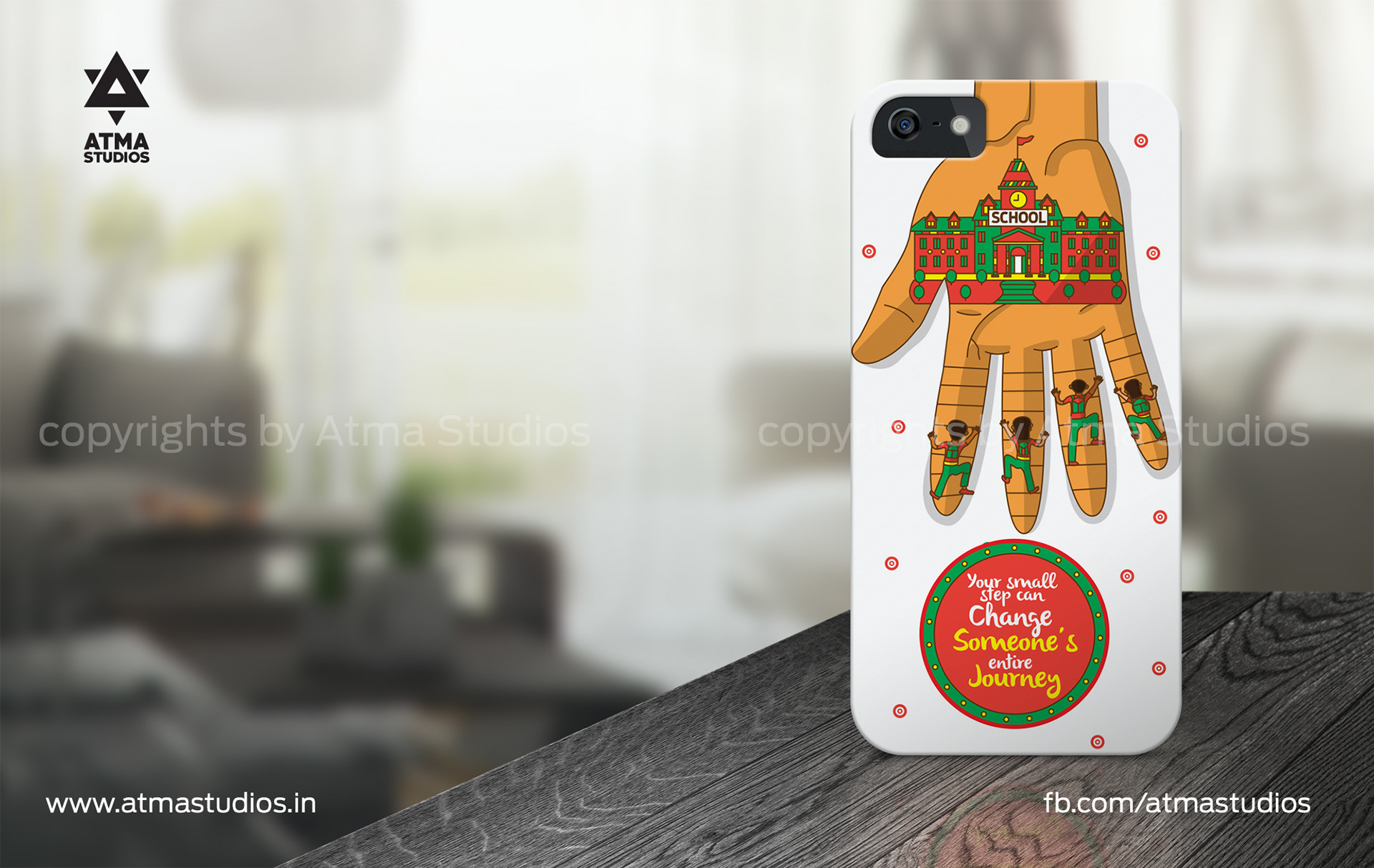 Karmyo brand merchandise: phone case with the mehendi hands artwork