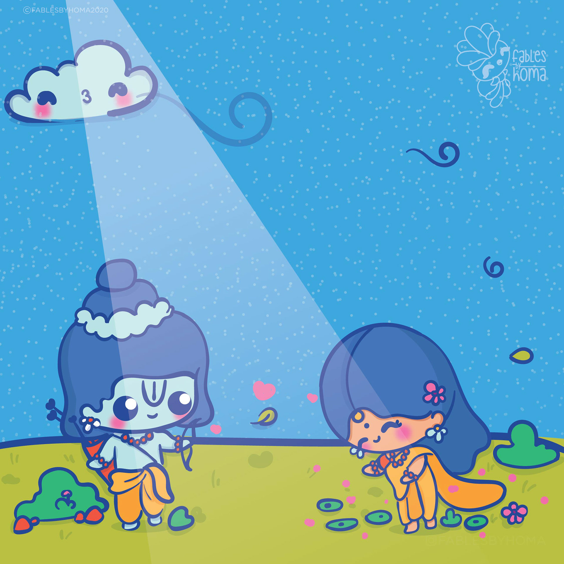 Japanese kawaii nouveau cute characters: #24 Kawaii couple under a spotlight