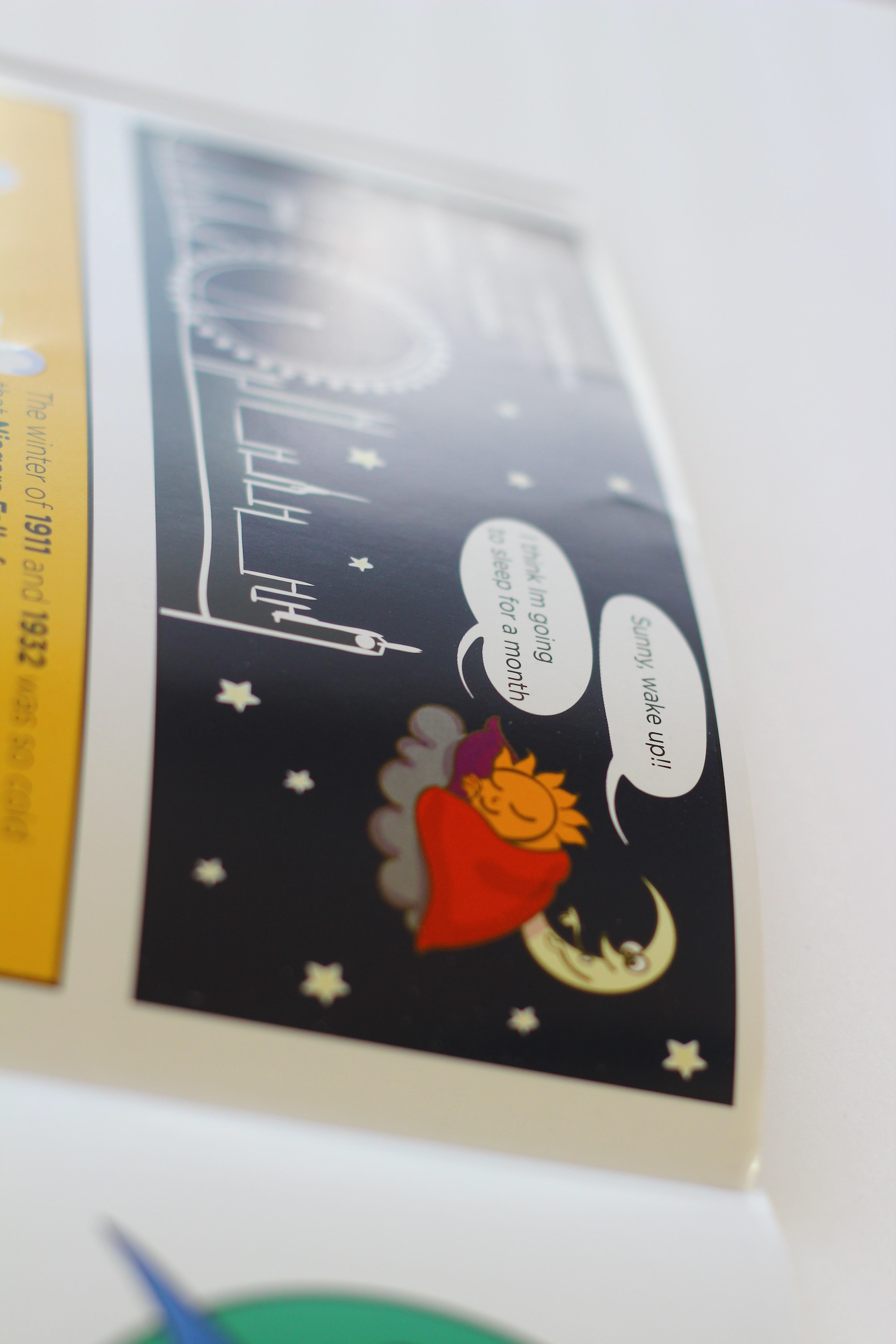 My Book of Facts, 100 amazing facts, pen to press: printed night sky fact page