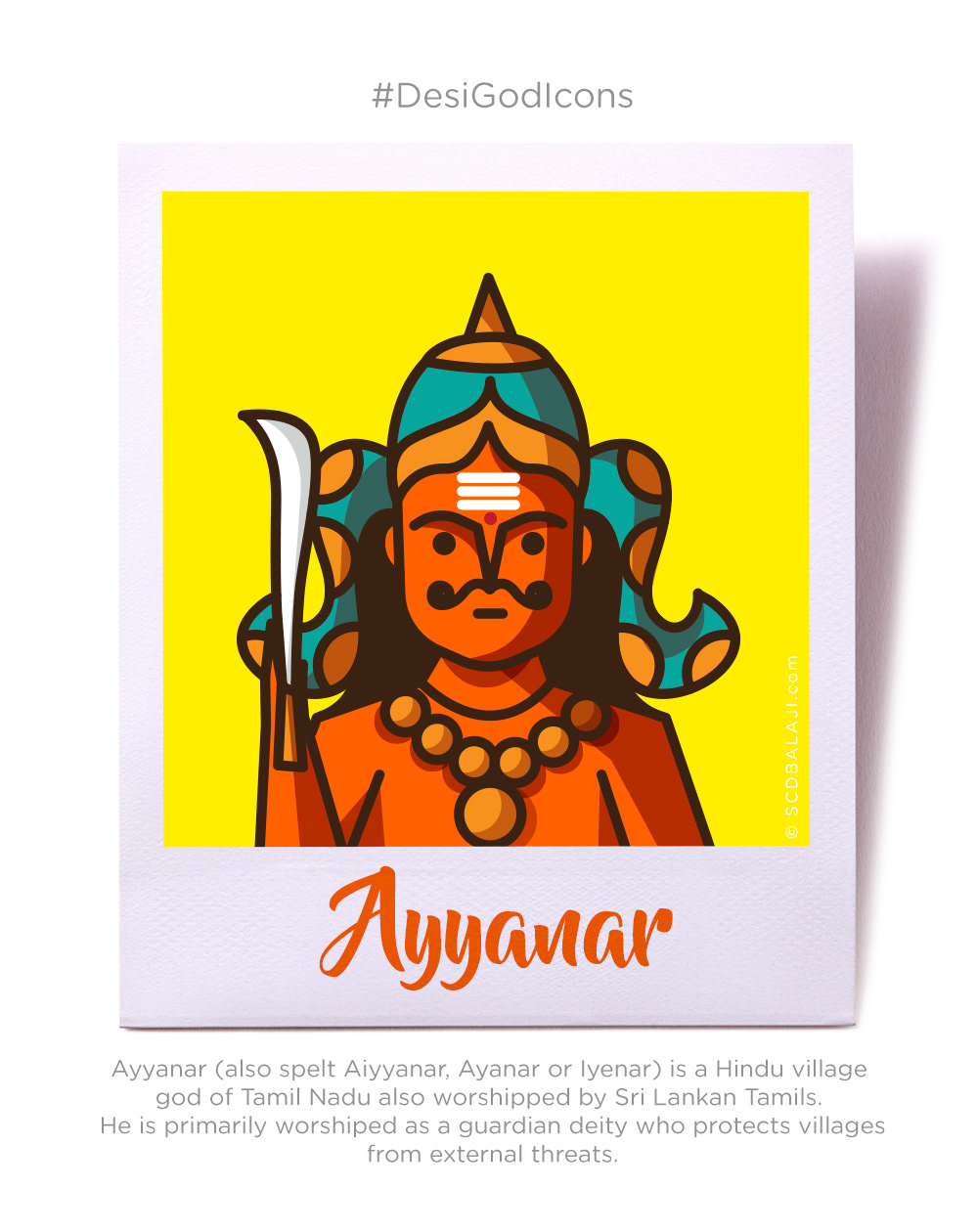 Desi Gods iconography by SCD Balaji: #9 Ayyanar icon
