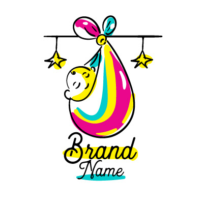 Artpreneur creative program hand-drawn icon: Brand Name icon, a baby in a bundle