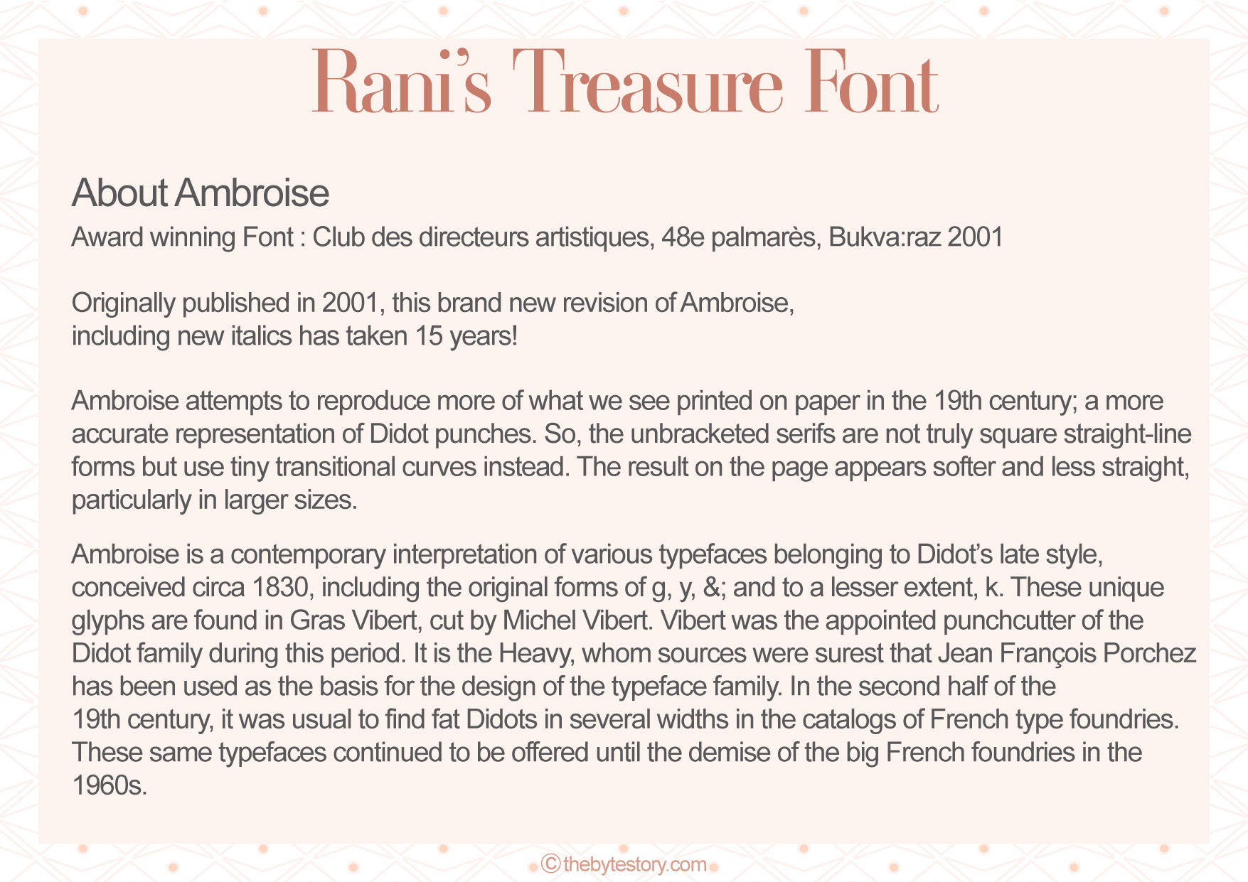 Rani's Treasure luxury jewellery rental brand: about the Ambroise typeface slide