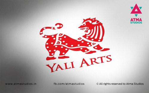 Logo designs 2015 by Atma Studios: Yali Arts logo with a red yali creature