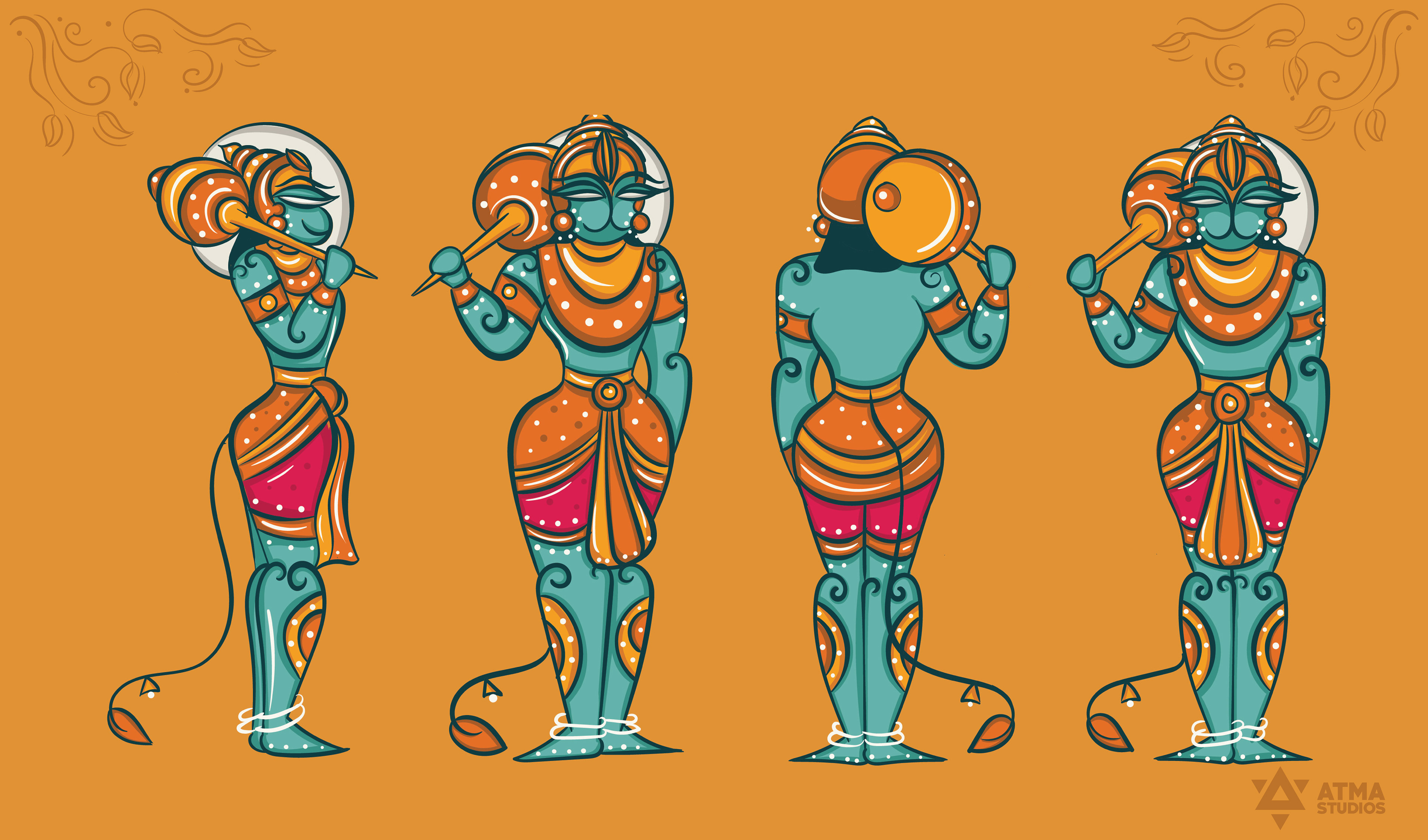 Hanuman Chalisa children's book: four colour studies of the Hanuman character