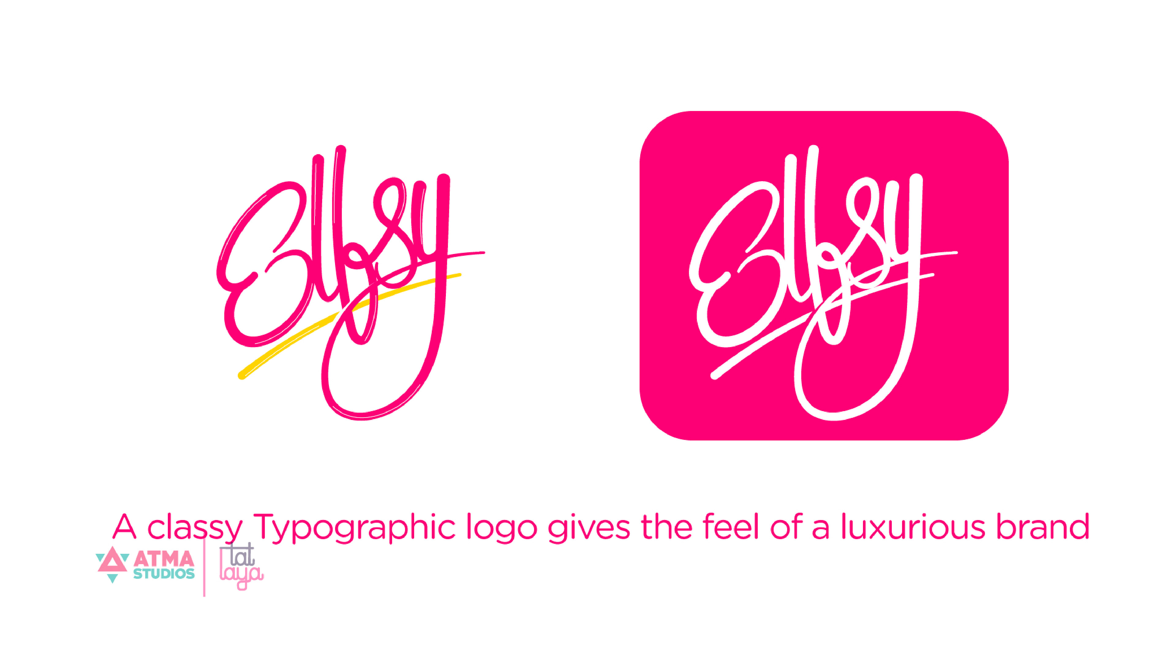 Elfsy girls clothing brand: logo option 1 in pink and as an app icon