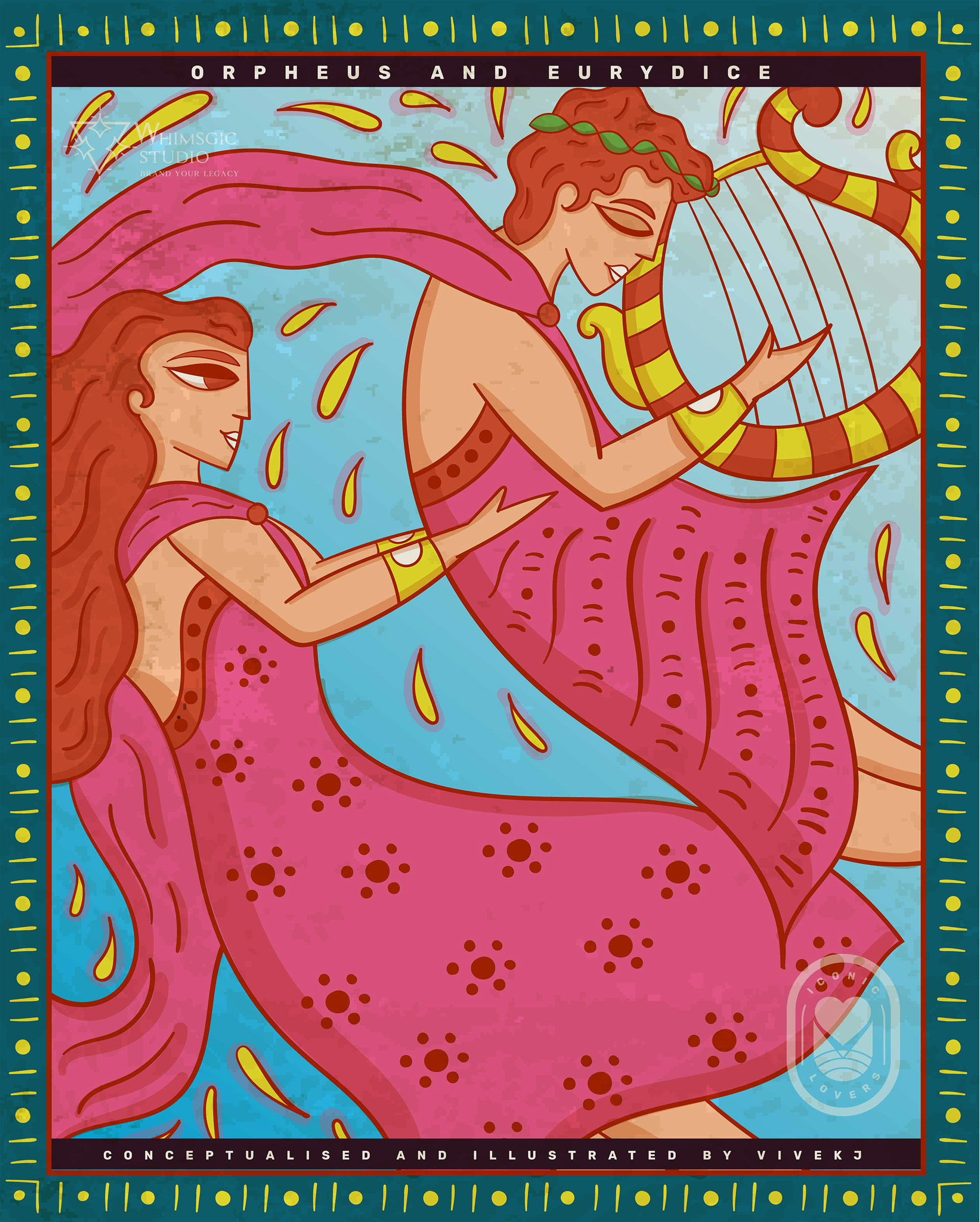 12 iconic lovers in contemporary Bengal Pattachitra: #9 Orpheus and Eurydice