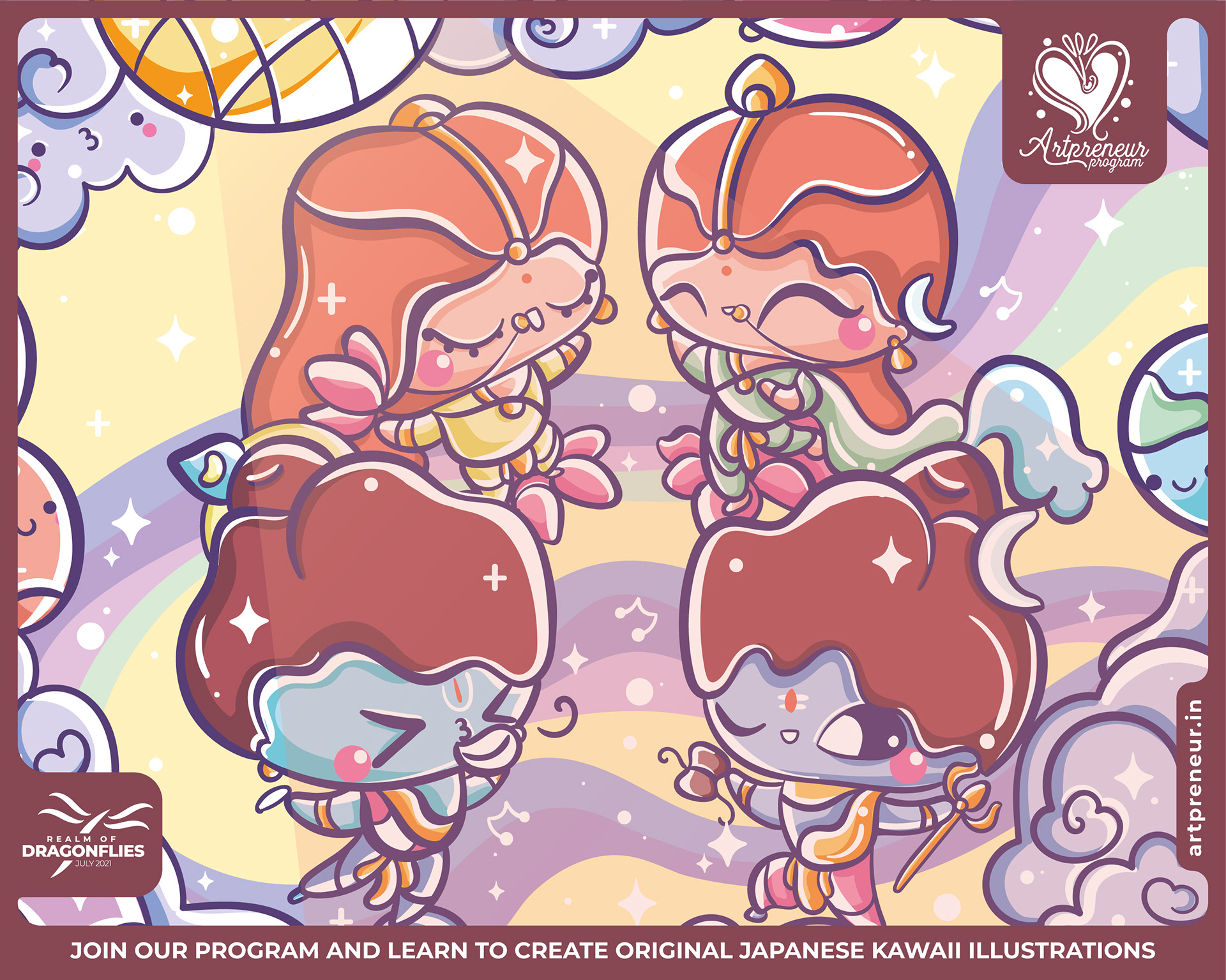 30 kawaii cute illustrations: #2 Mermaid friends