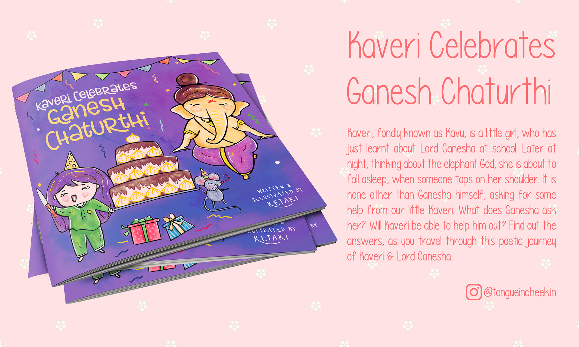 Kavan Celebrates Ganesh Chaturthi children's festival book: book cover and synopsis, illustration by Atma Studios