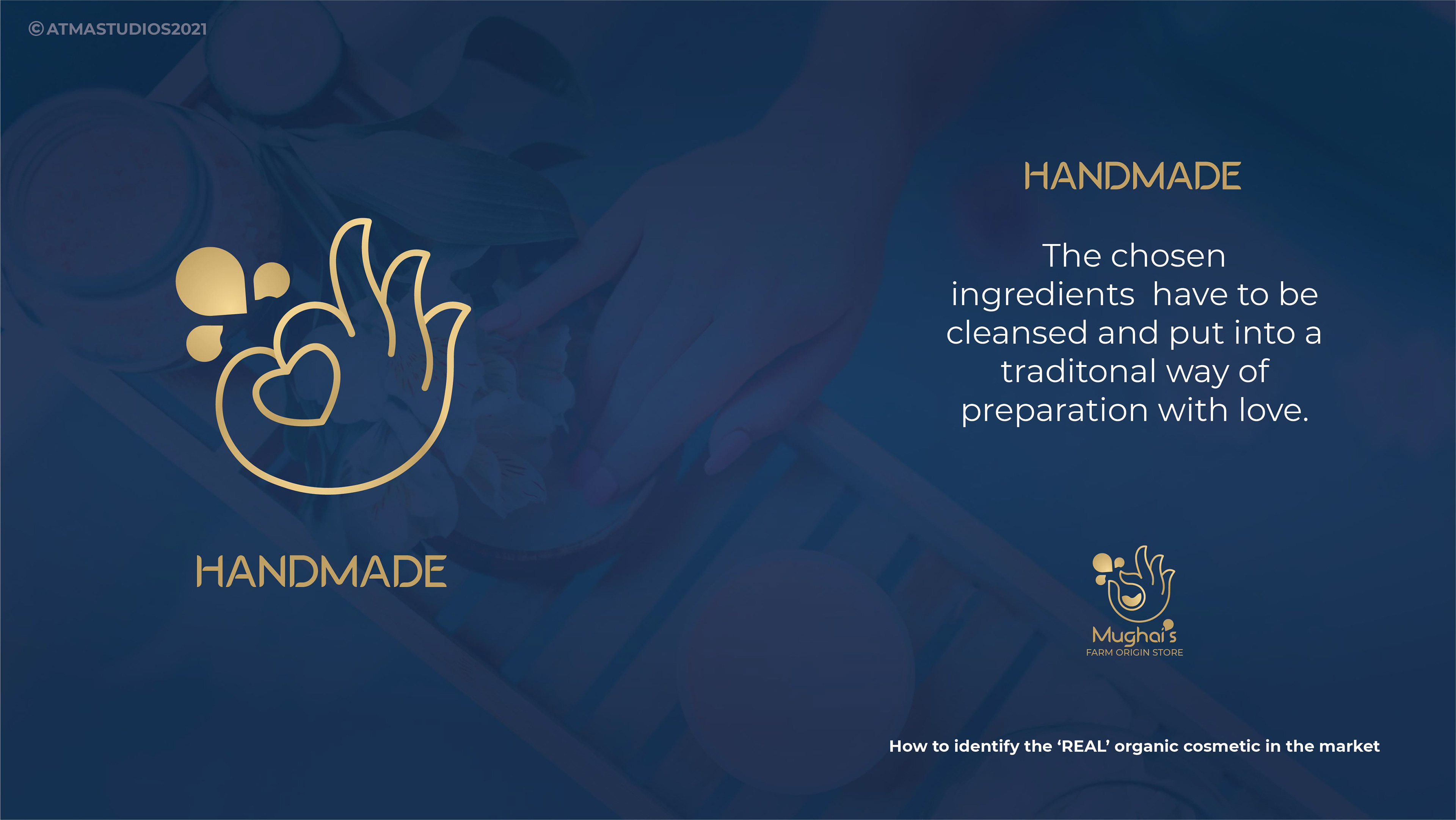 Mughai's Farm Origin Store rebranding: brand deck slide: handmade