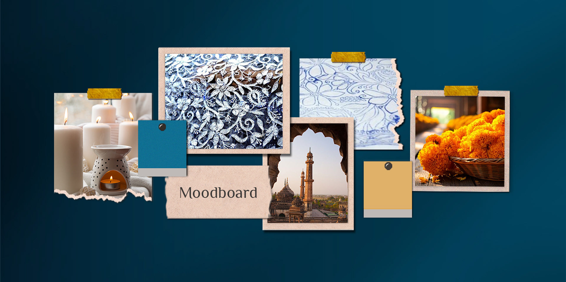 Suchiya home fragrances brand: moodboard of Islamic architecture, tiles and fragrance