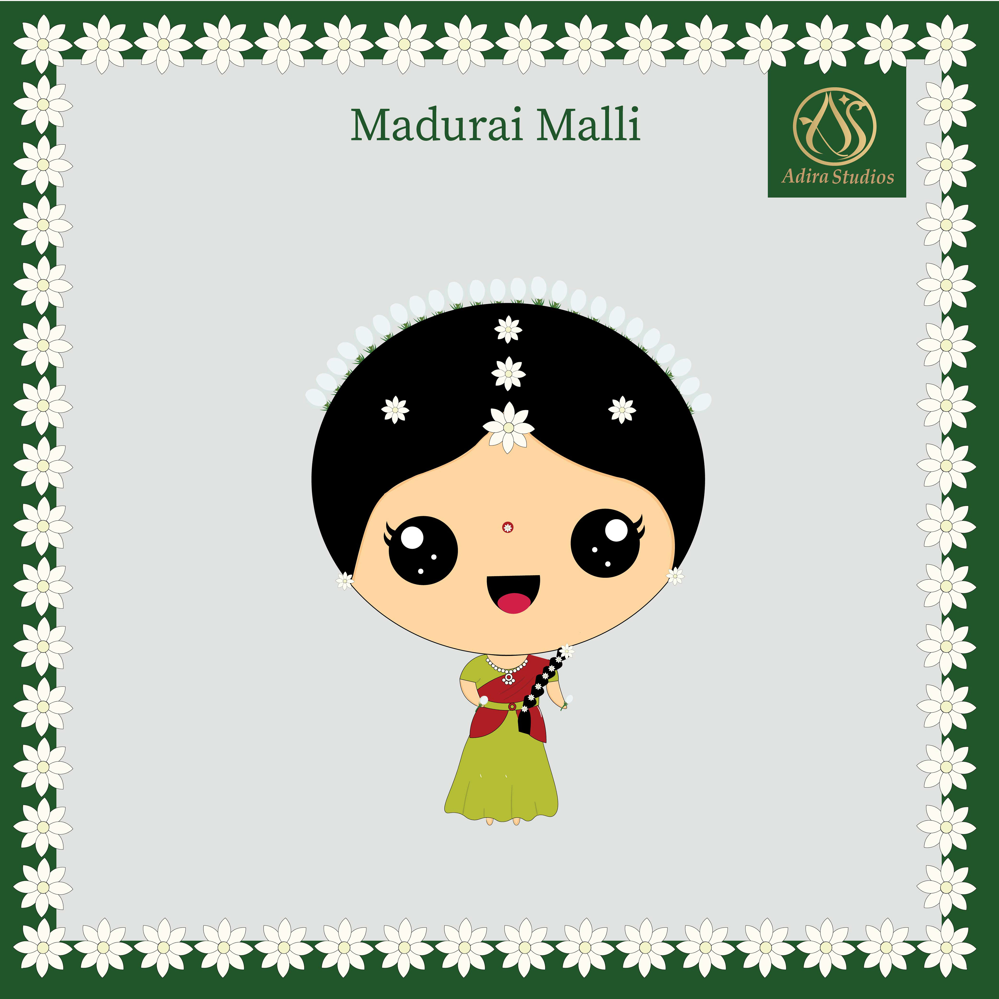 Creative Creatures, Tamil character illustrations: Creative Creatures character: Madurai Malli, a girl with jasmine