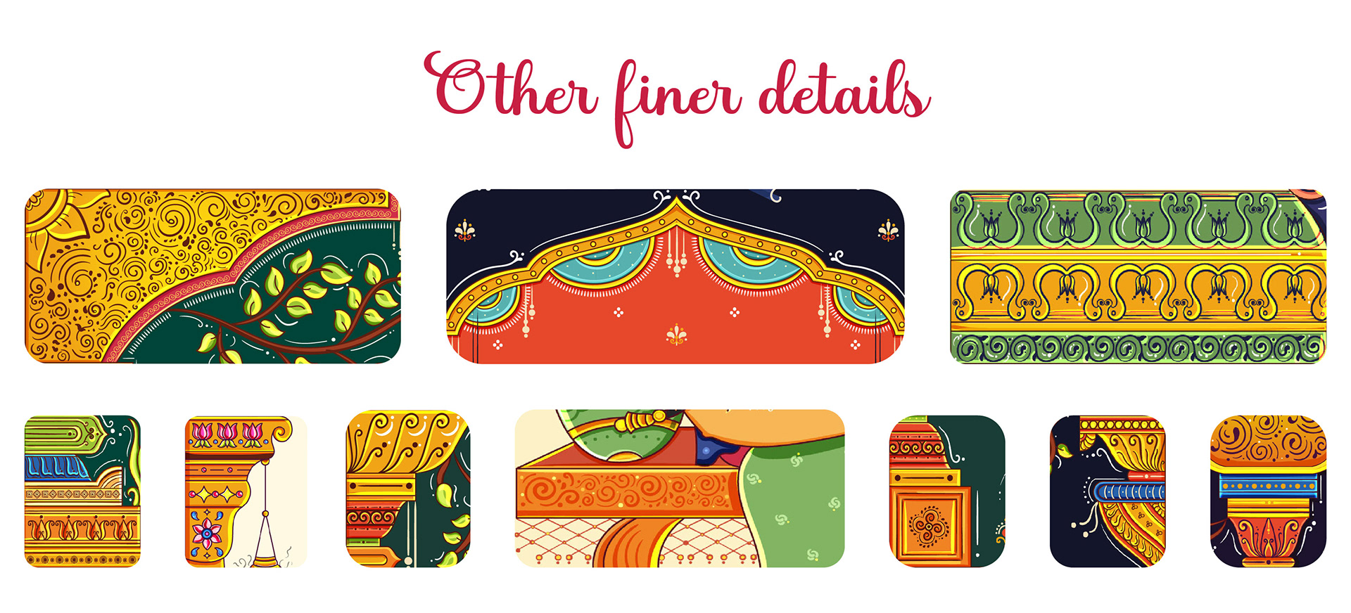 Thiruppavai illustrations part 1 in Orissa Pattachitra style: other finer details: borders and motifs
