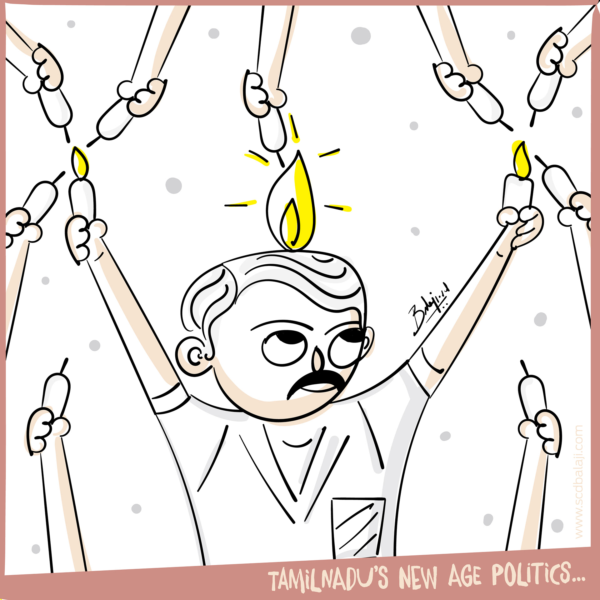 30 various illustrations of 2017: #20 "Thalaivaru’s new age politics" man with lamps