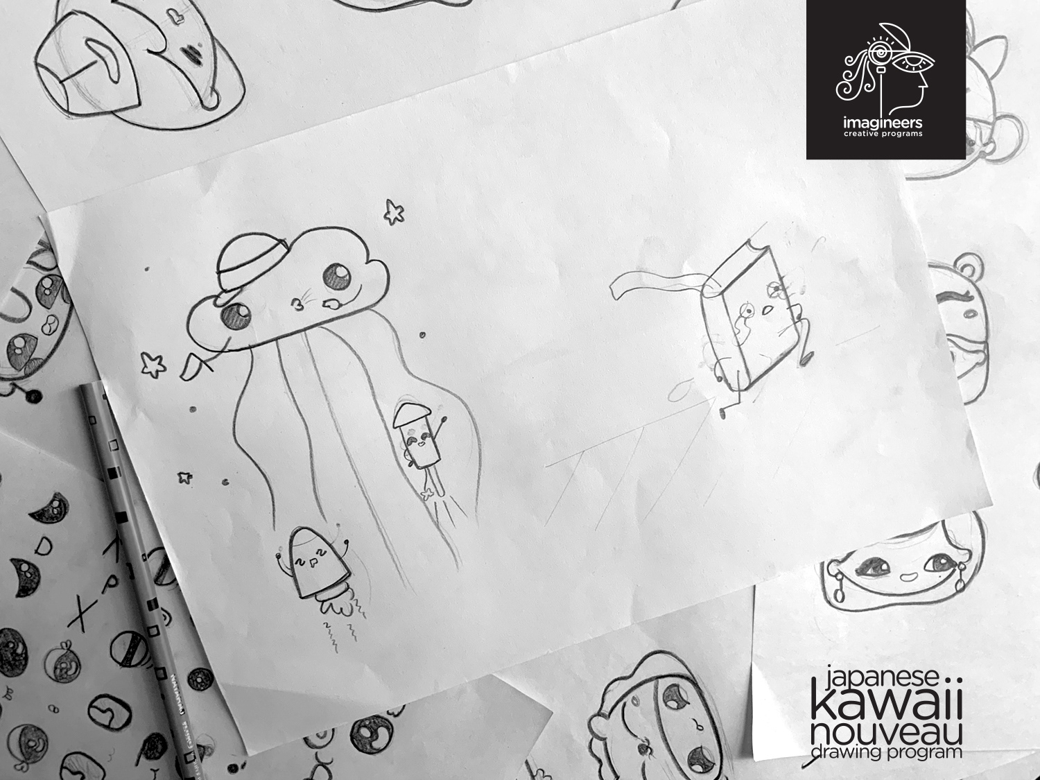 Japanese kawaii nouveau cute characters: #13 Kawaii character pencil sketches