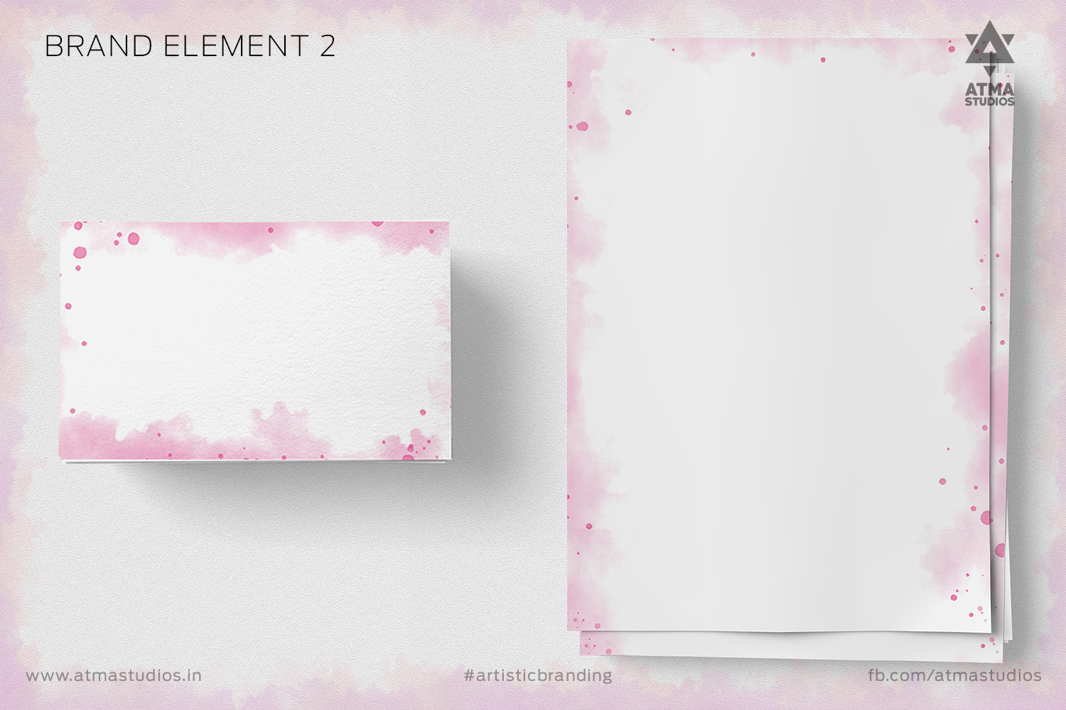 Vilvaa online garland store brand: brand element 2, watercolour floral border on card and paper