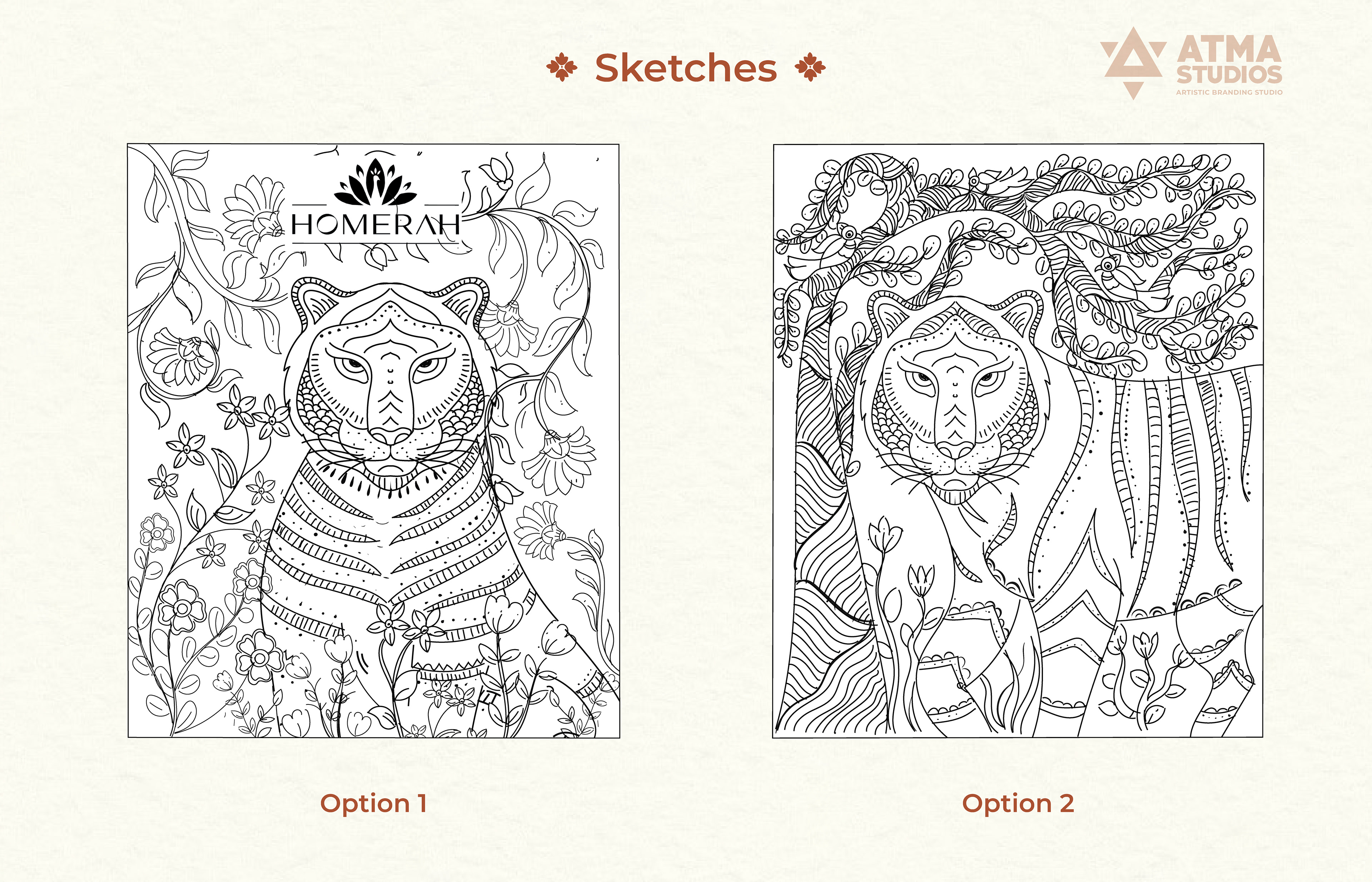 Homerah premium lifestyle candle and incense package design: gift box 08 sketches, two options