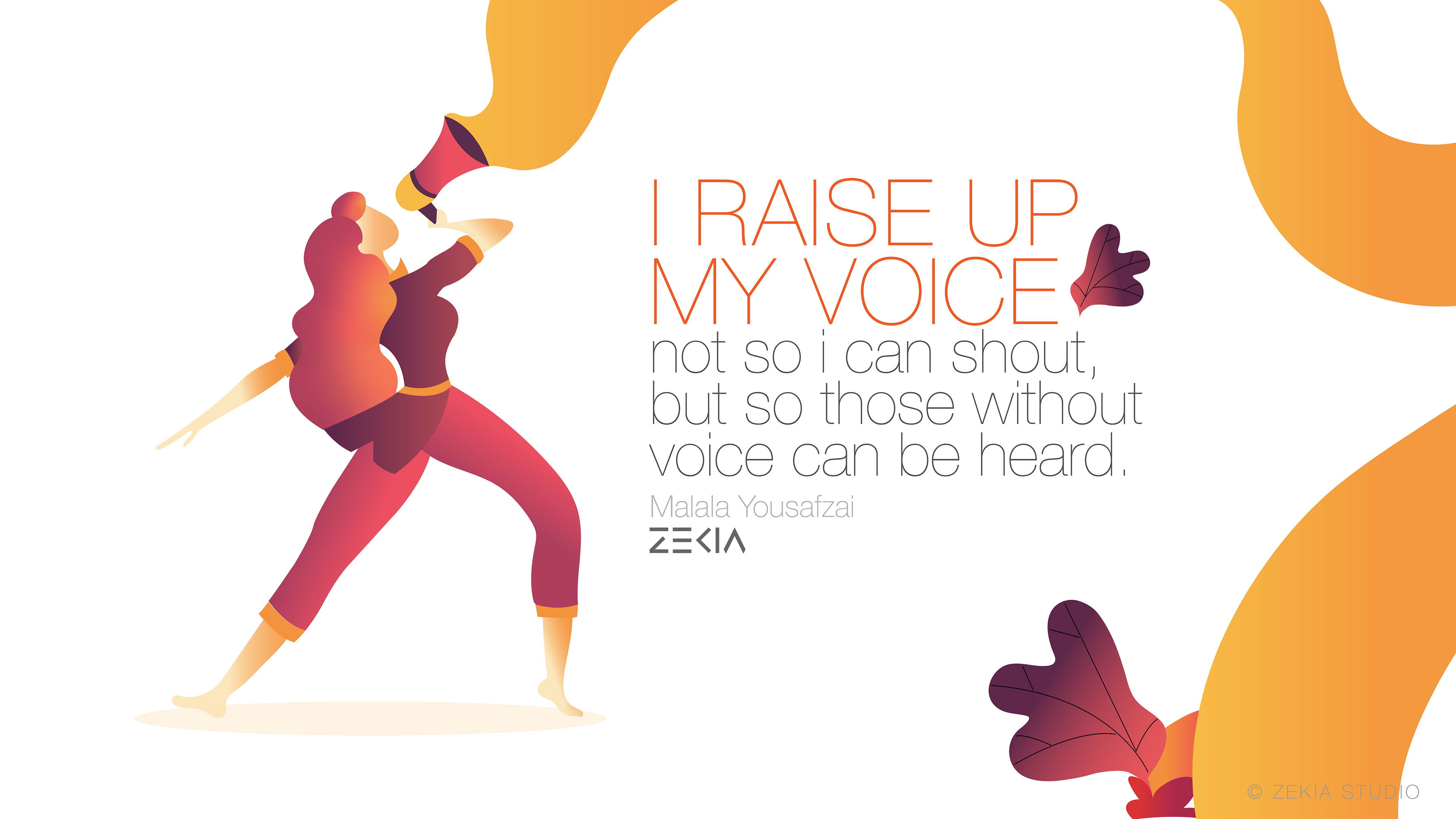 Illustrated motivational quotes on women empowerment: #7 "I raise up my voice" quote