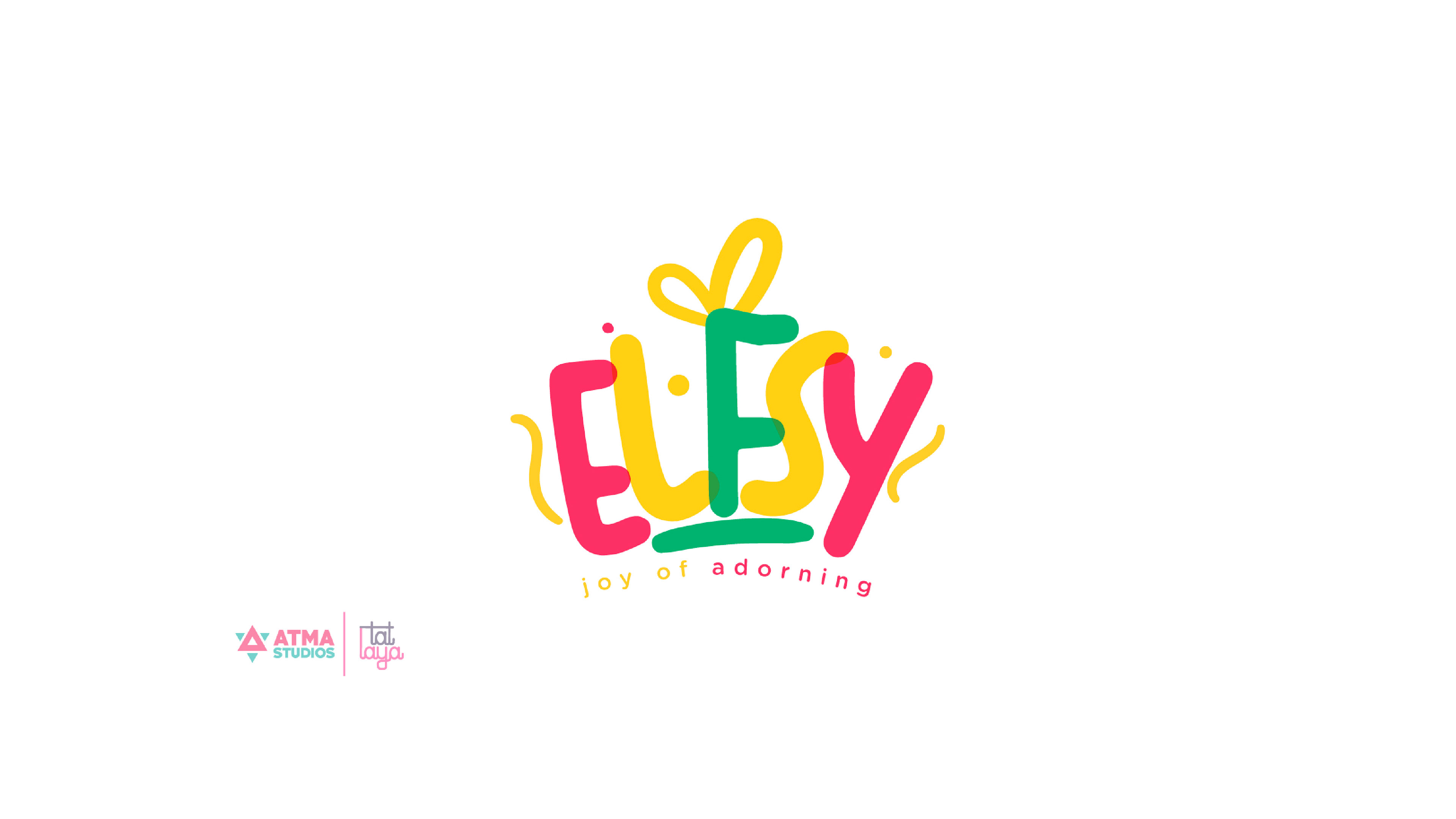 Elfsy girls clothing brand: logo option 6, a colourful gift ribbon wordmark