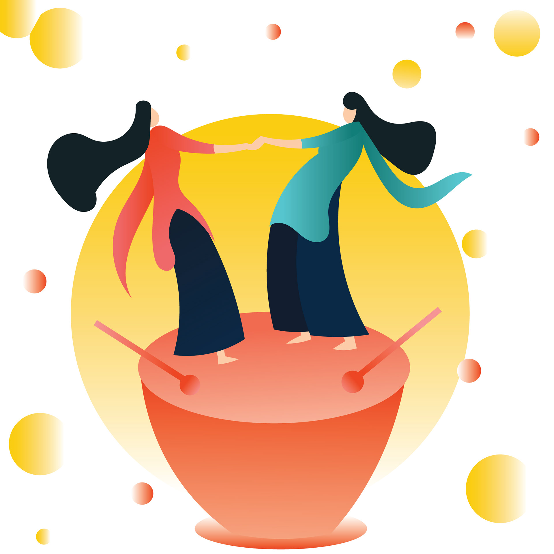 Experimental illustrations 2020: #18 Dancers on a pot