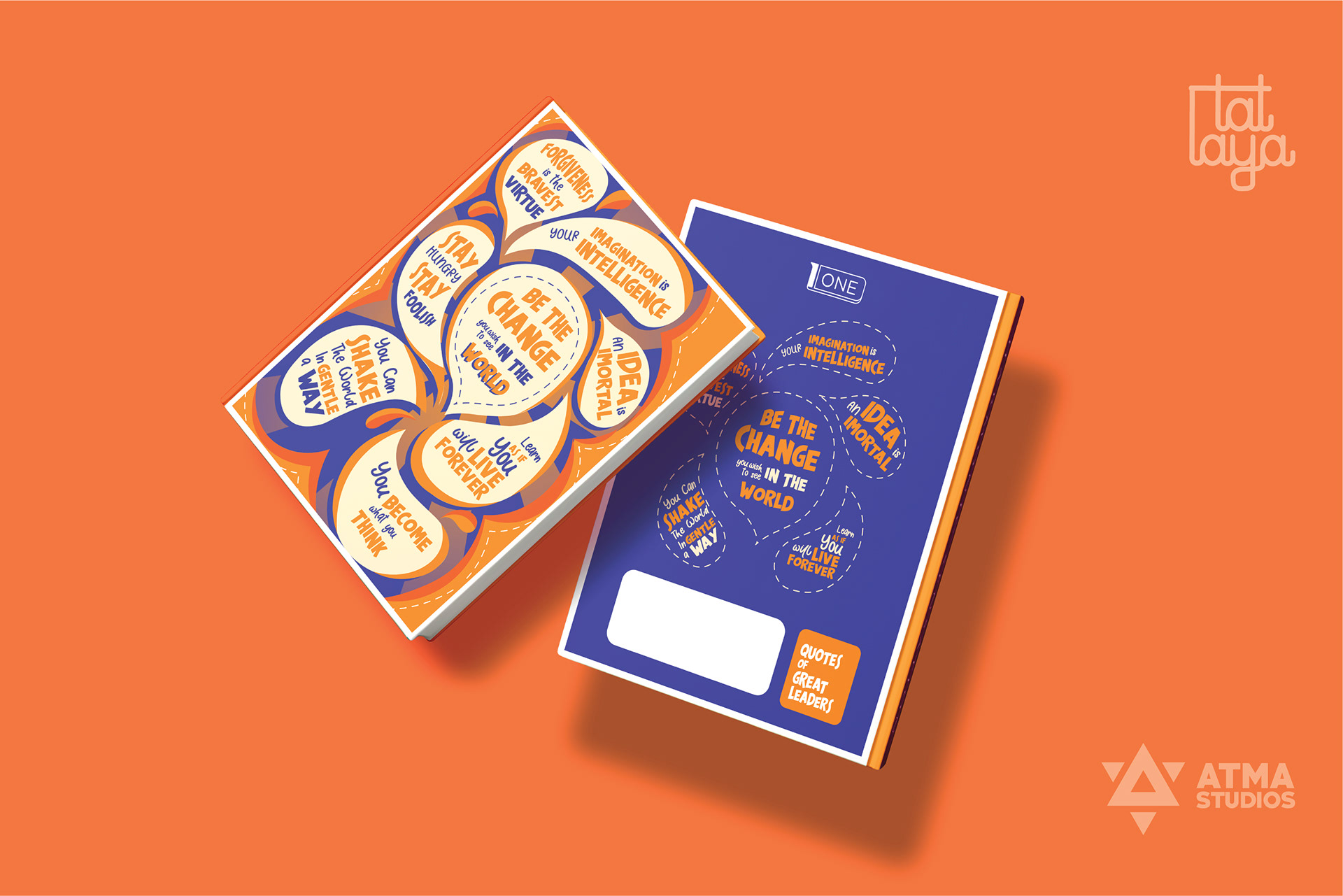 Aamku notebook cover designs: orange speech bubble notebooks
