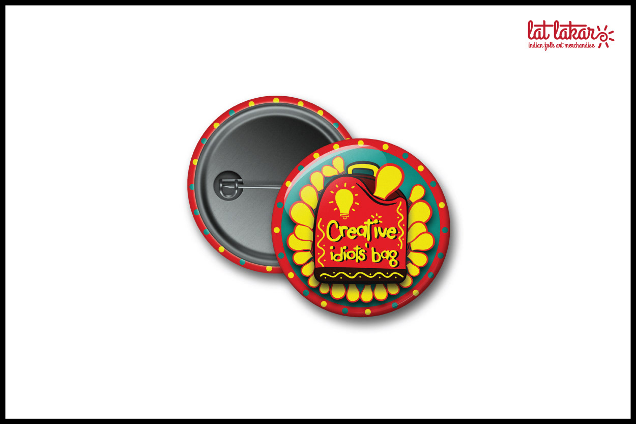 Lat Lakar Indian folk art merchandise: Creative Wala Log badge