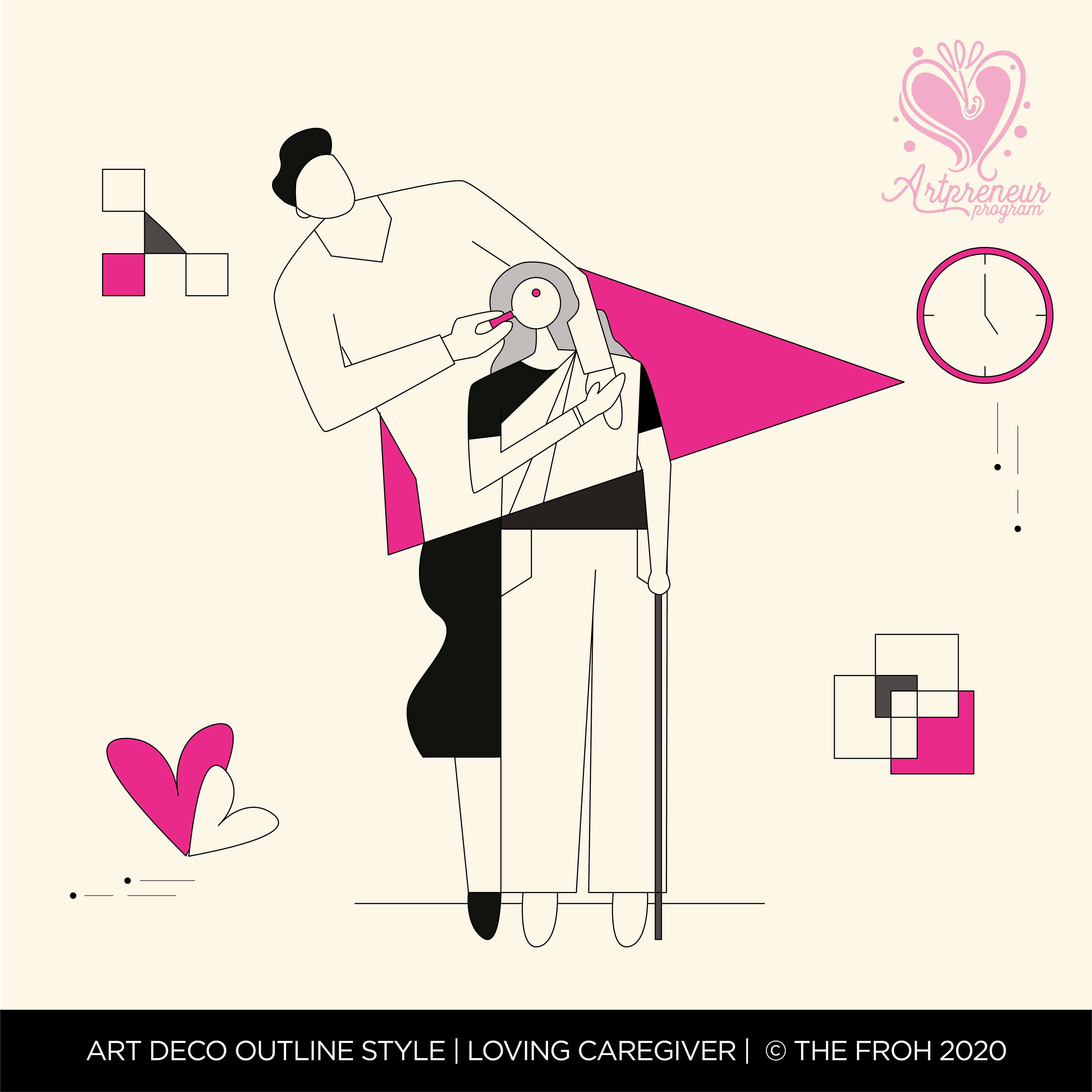 12 dimensions of homemakers in Art Deco outline: #11 Homemaker as loving caregiver