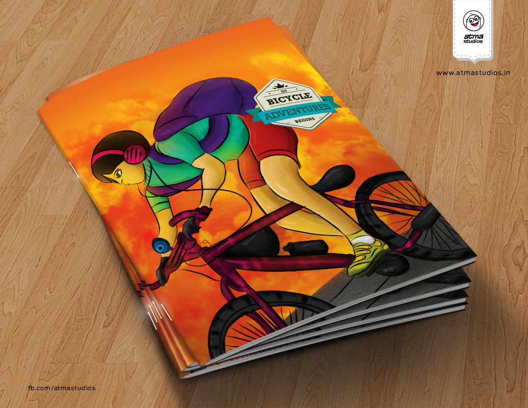 50 notebook cover illustrations: Bicycle Adventures notebook mockup