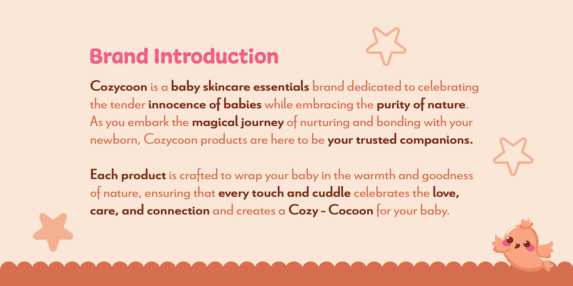 Cozycoon baby skincare brand: brand introduction slide