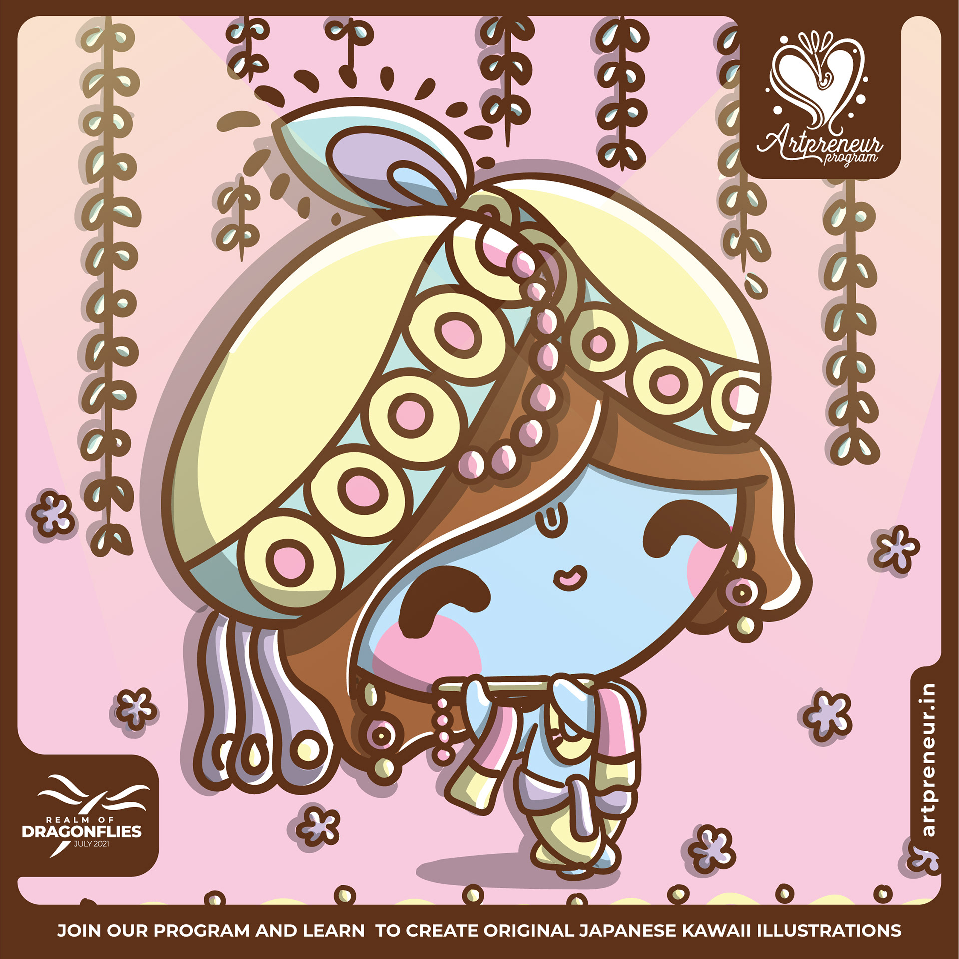30 kawaii cute illustrations: #37 Little Krishna in a cream turban