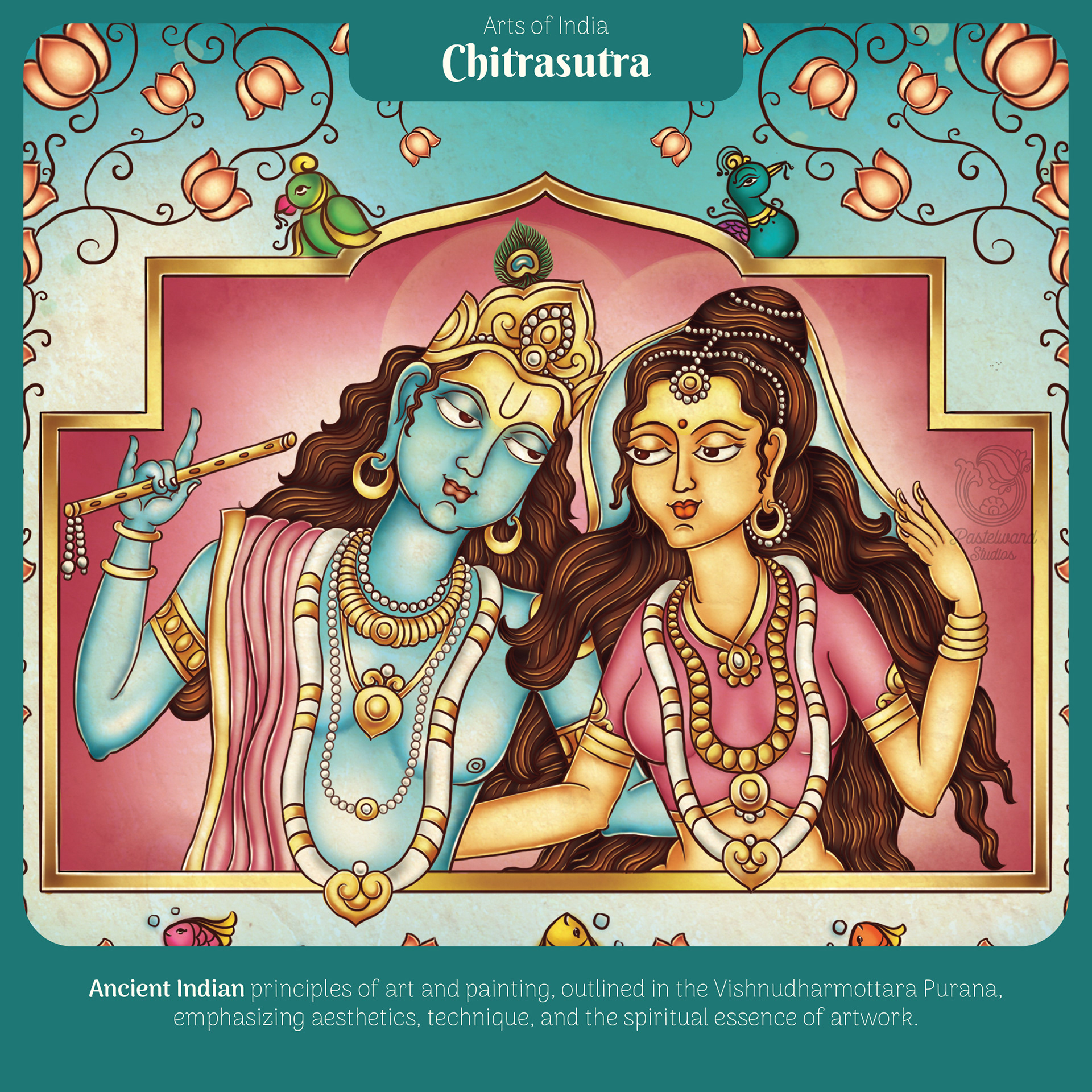Arts of India jigsaw puzzles for Toynami: Chitrasutra puzzle illustration of Krishna and Radha