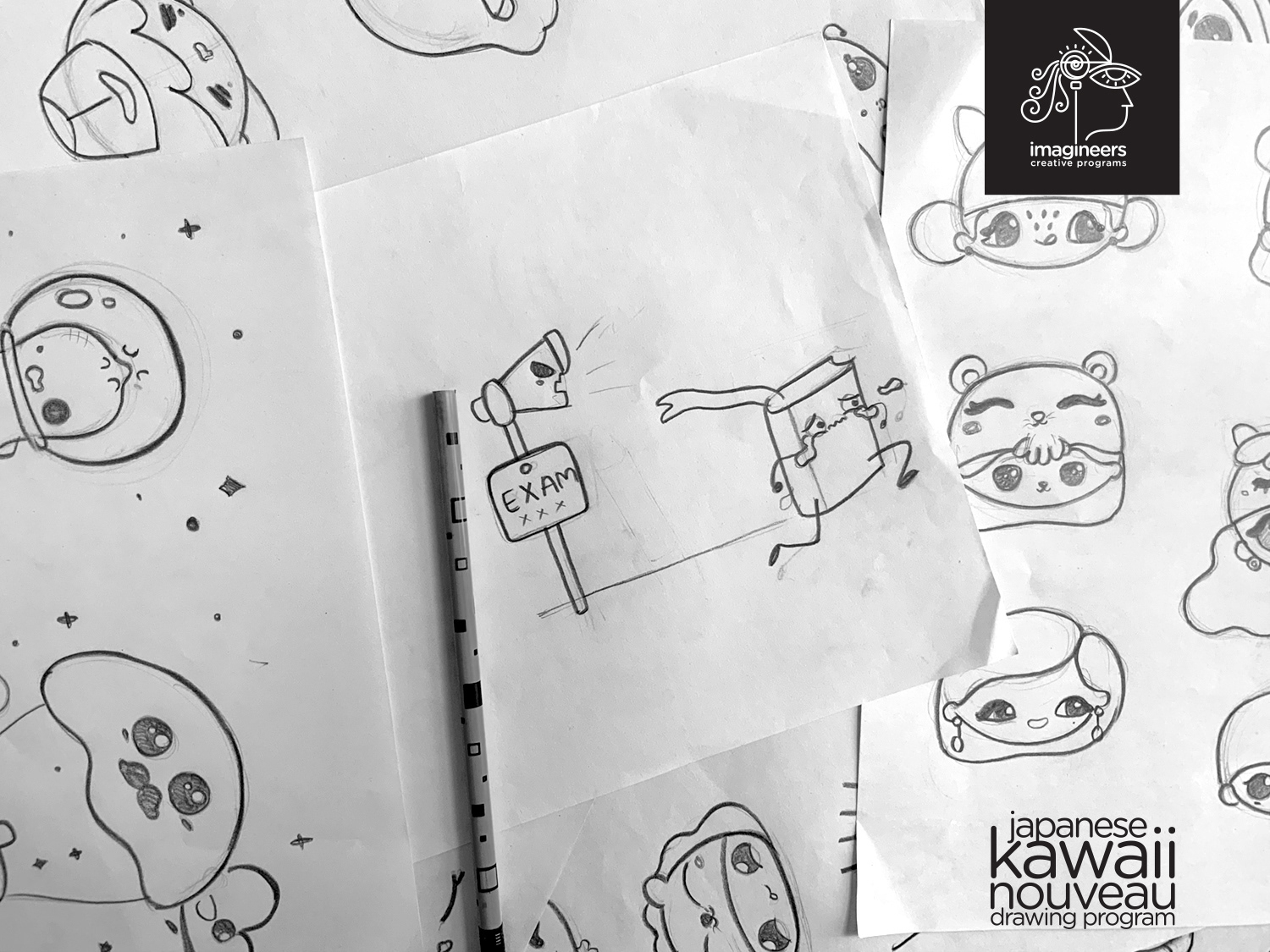 Japanese kawaii nouveau cute characters: #19 Kawaii character pencil sketches