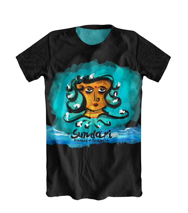 Kerala T-shirt illustrations: Sundari black T-shirt