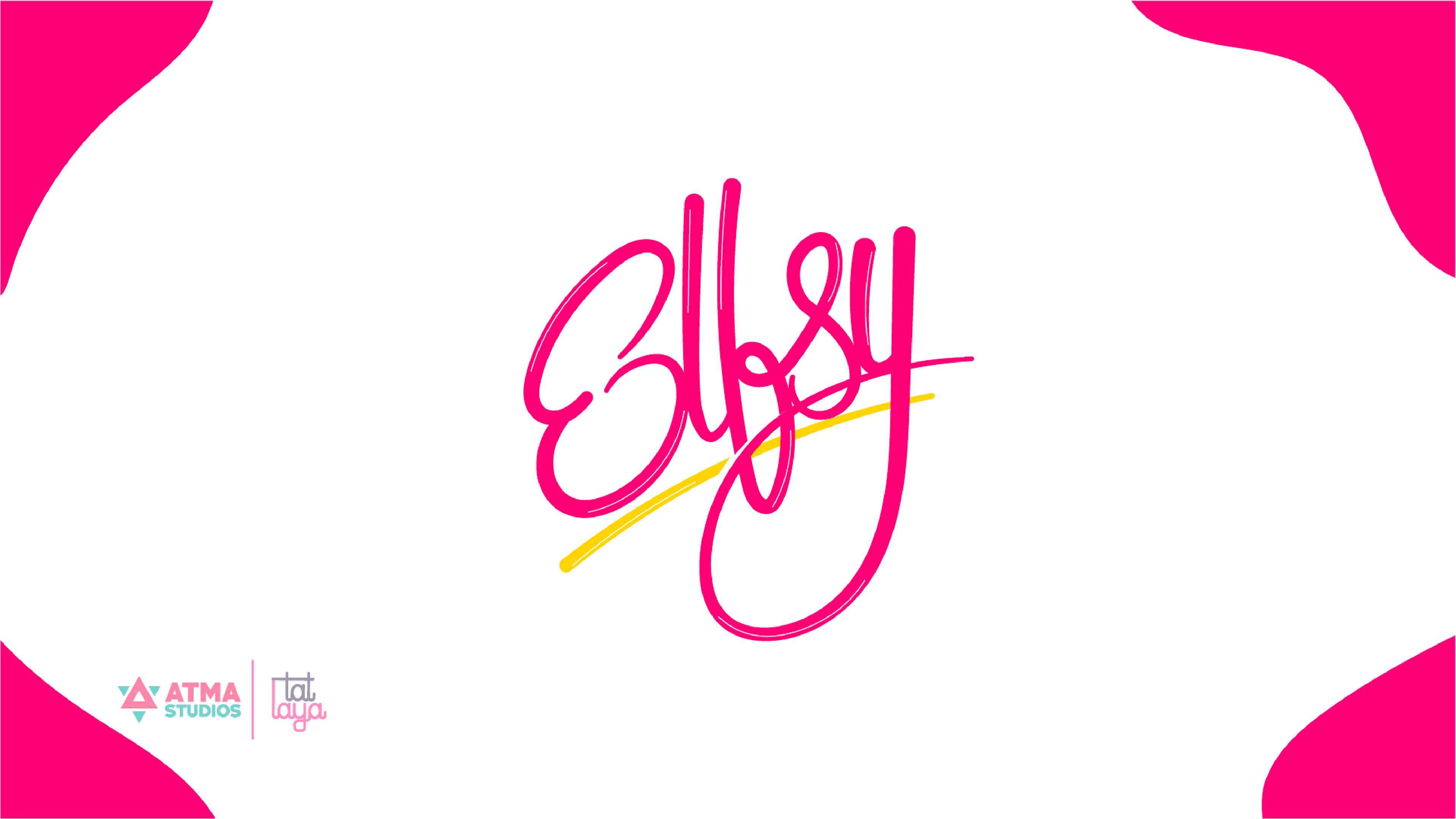 Elfsy girls clothing brand: logo option 1, a pink handwritten script wordmark