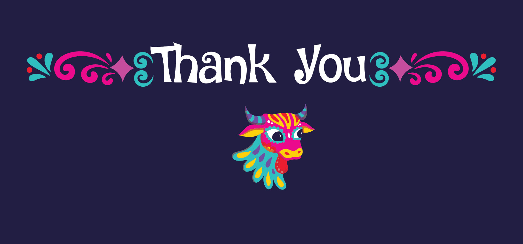 Khichuri poem picture book by Sukumar Ray in Alebrije art style: thank you banner with a creature