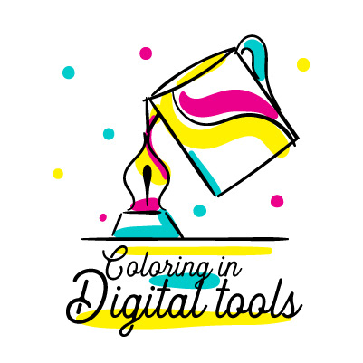Artpreneur creative program hand-drawn icon: Coloring in Digital Tools icon, a pouring paint pot