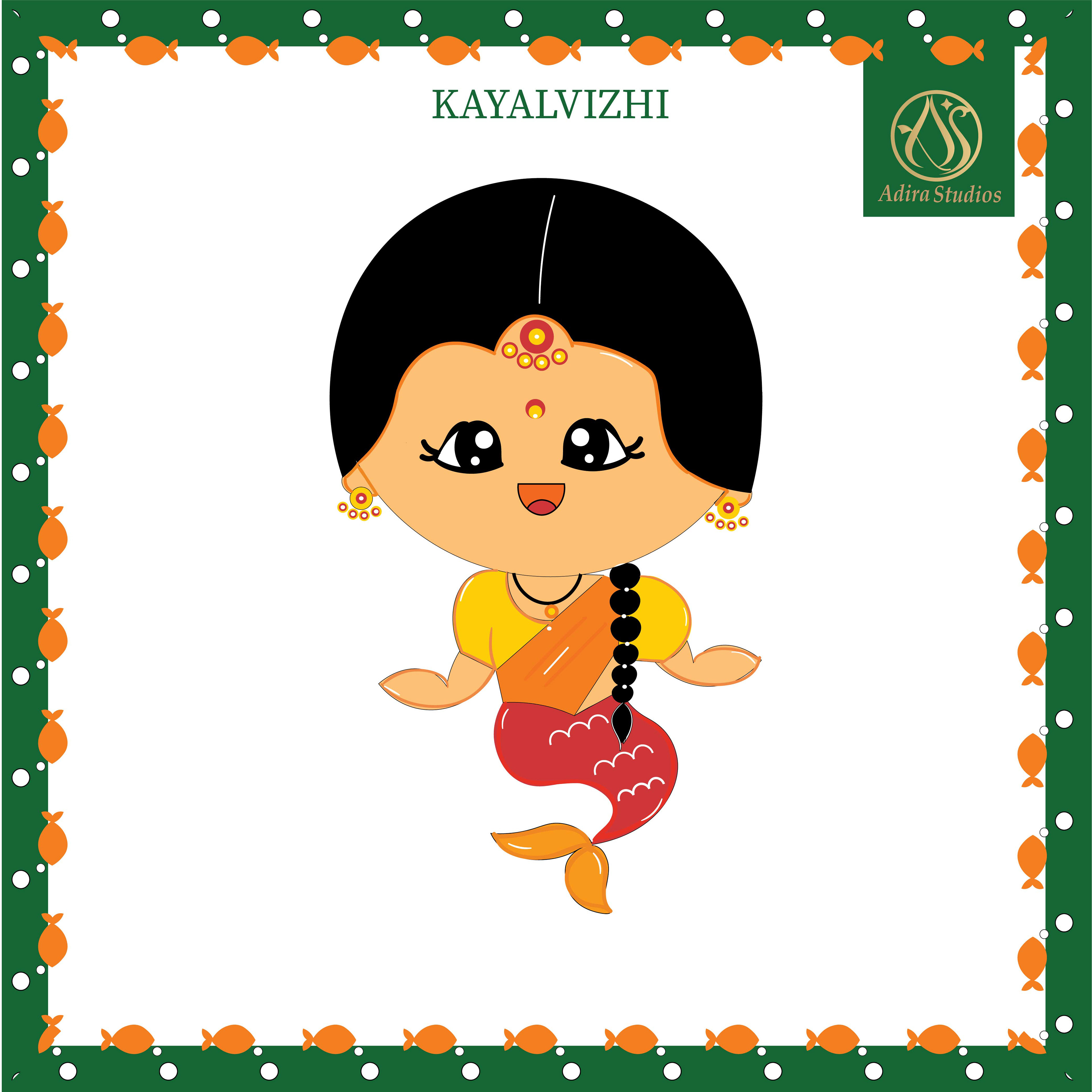 Creative Creatures, Tamil character illustrations: Creative Creatures character: Kayalvizhi, a mermaid girl