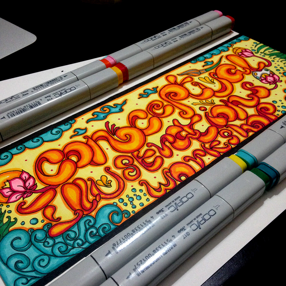 50 contemporary Indian folk art illustrations: #50 Folk lettering with markers