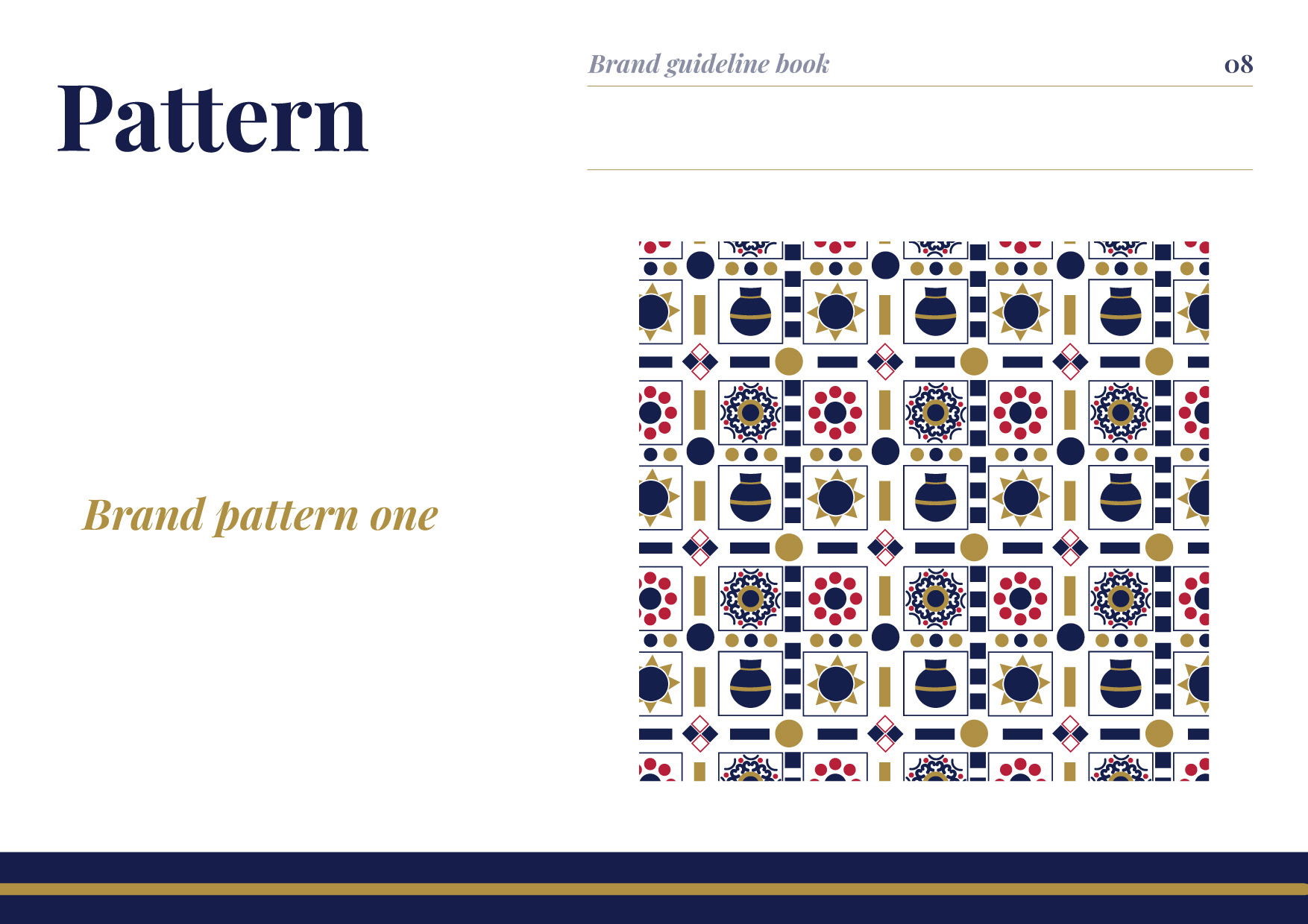 Nannadai Indian art clothing brand guideline book: brand pattern one with geometric folk motifs