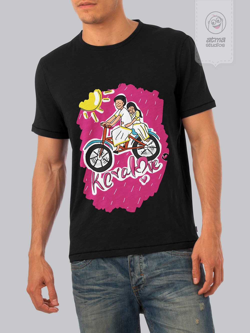 Kerala T-shirt designs 2013: man wearing the black Keralaye T-shirt