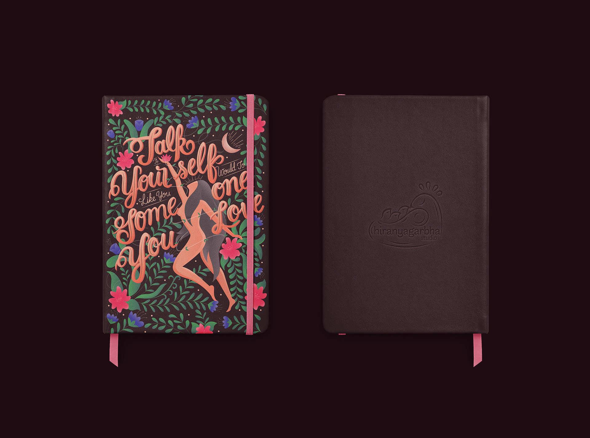 Self love illustrative lettering: notebook cover adaptation
