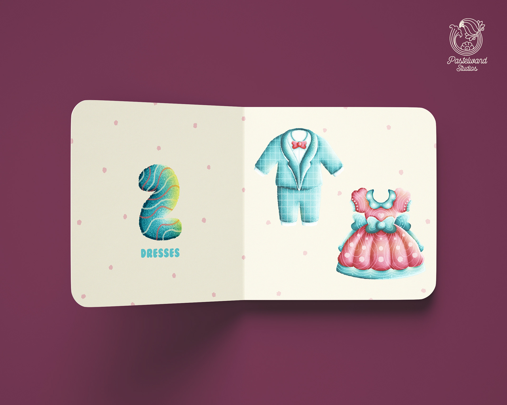 Counting My Birthday children's counting book: page 2, party dresses