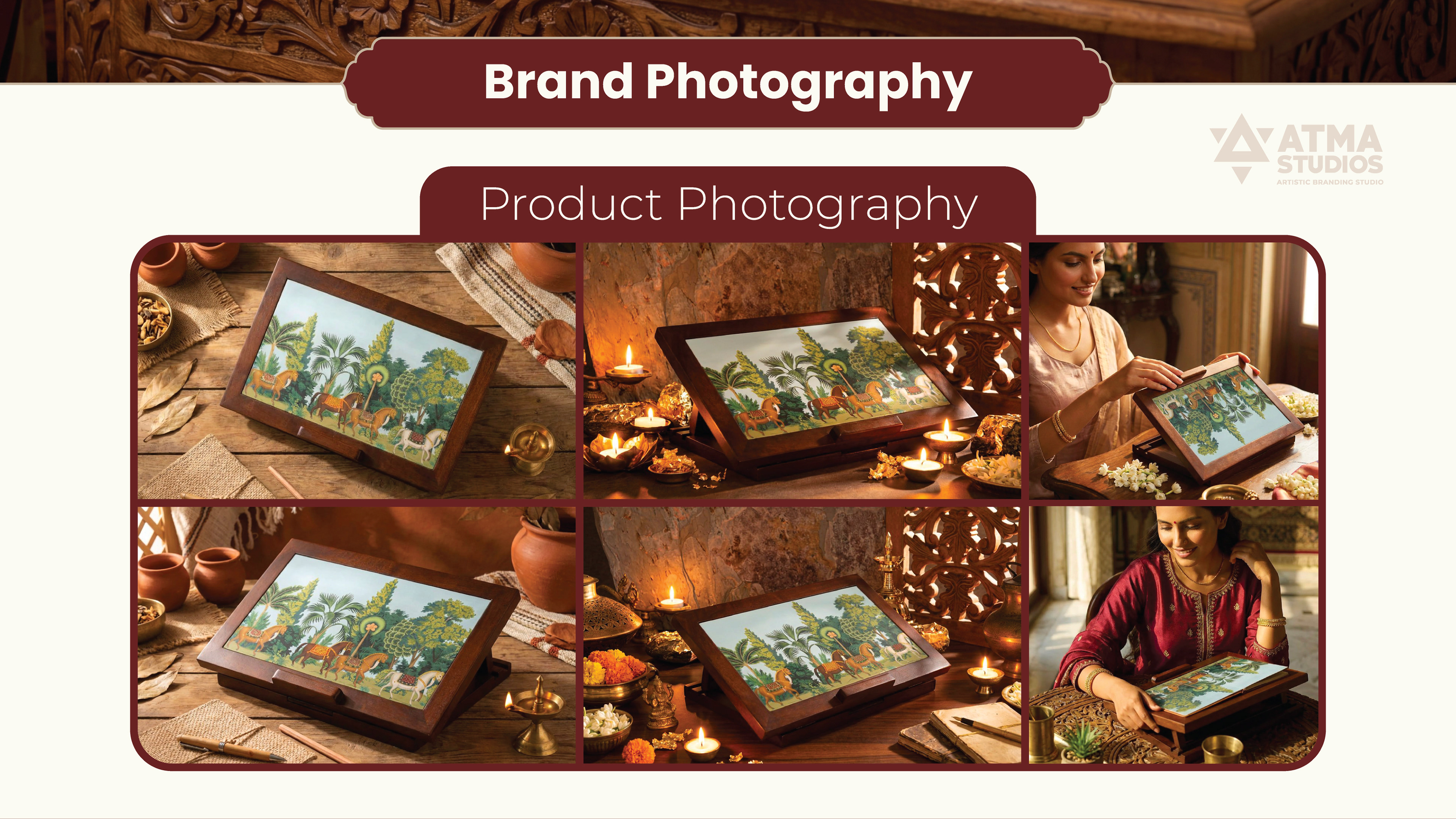 Ritualistic mindful essentials brand: product photography collage