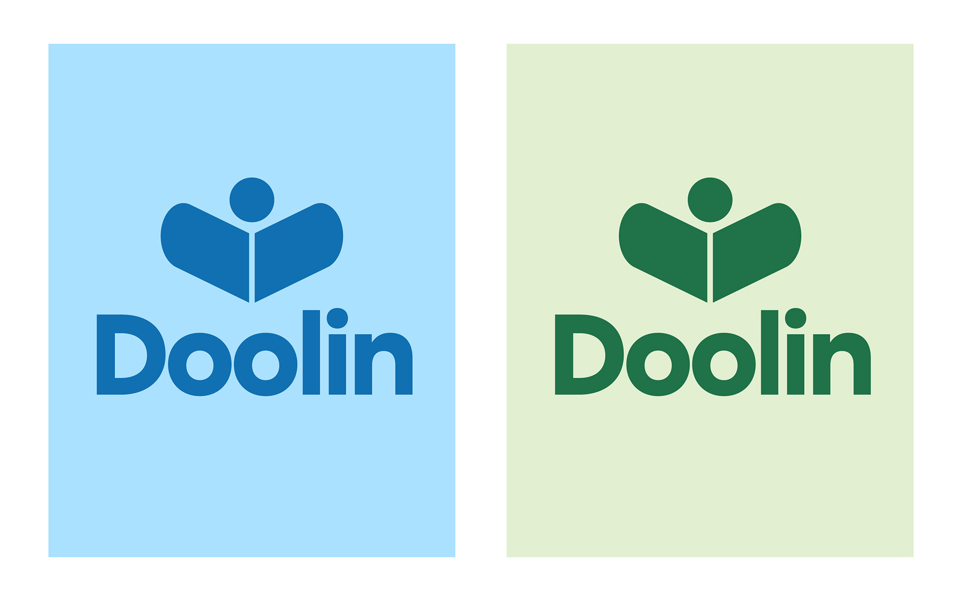 Doolin creative studio branding: logo in blue and green colourways