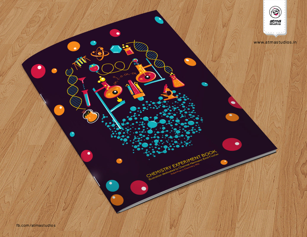 50 notebook cover illustrations: Chemistry experiment notebook mockup
